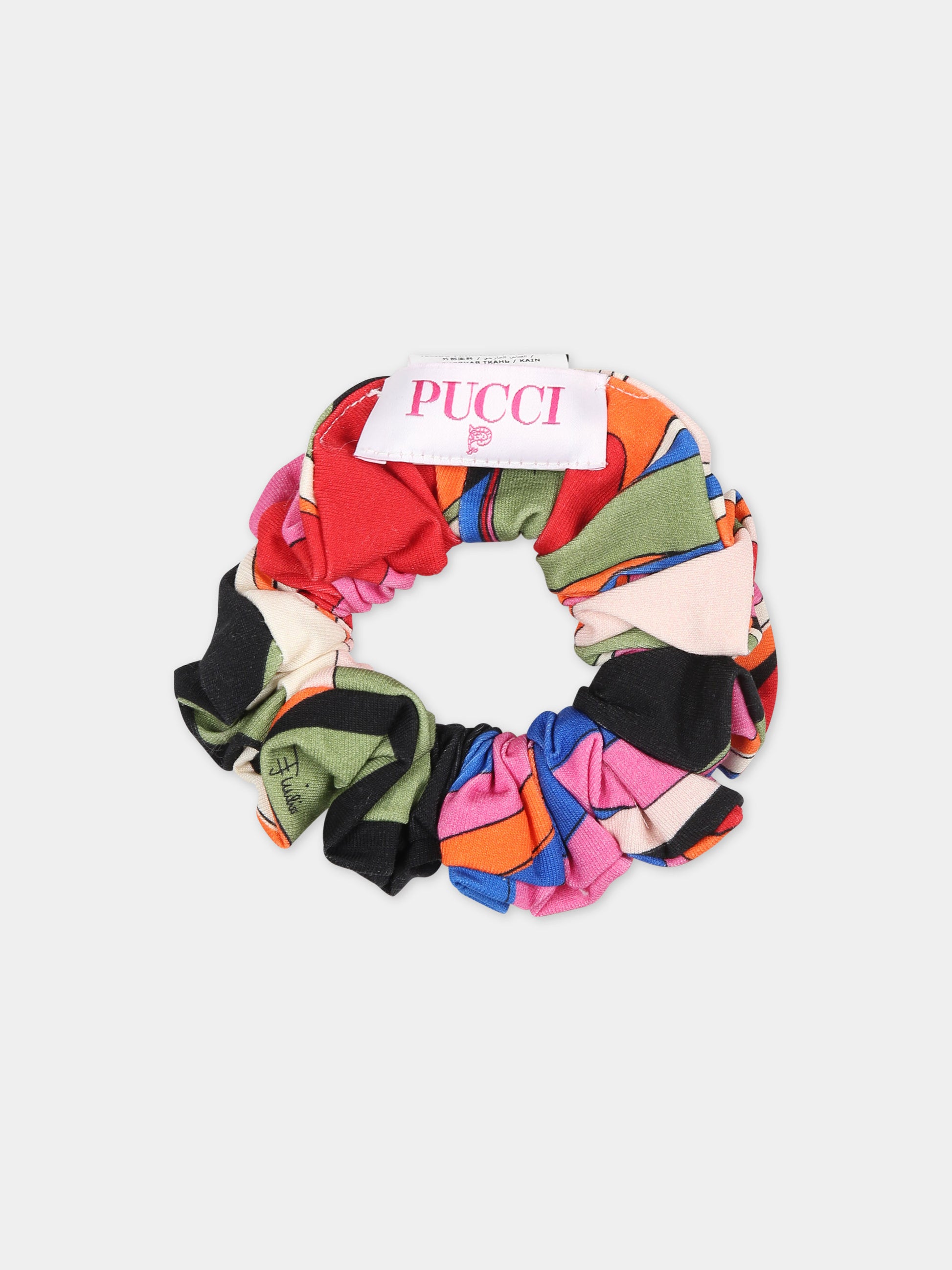 Elastico per capelli multicolor per bambina con iconica stampa multicolor,Emilio Pucci Junior,PU0D14 J0415 999