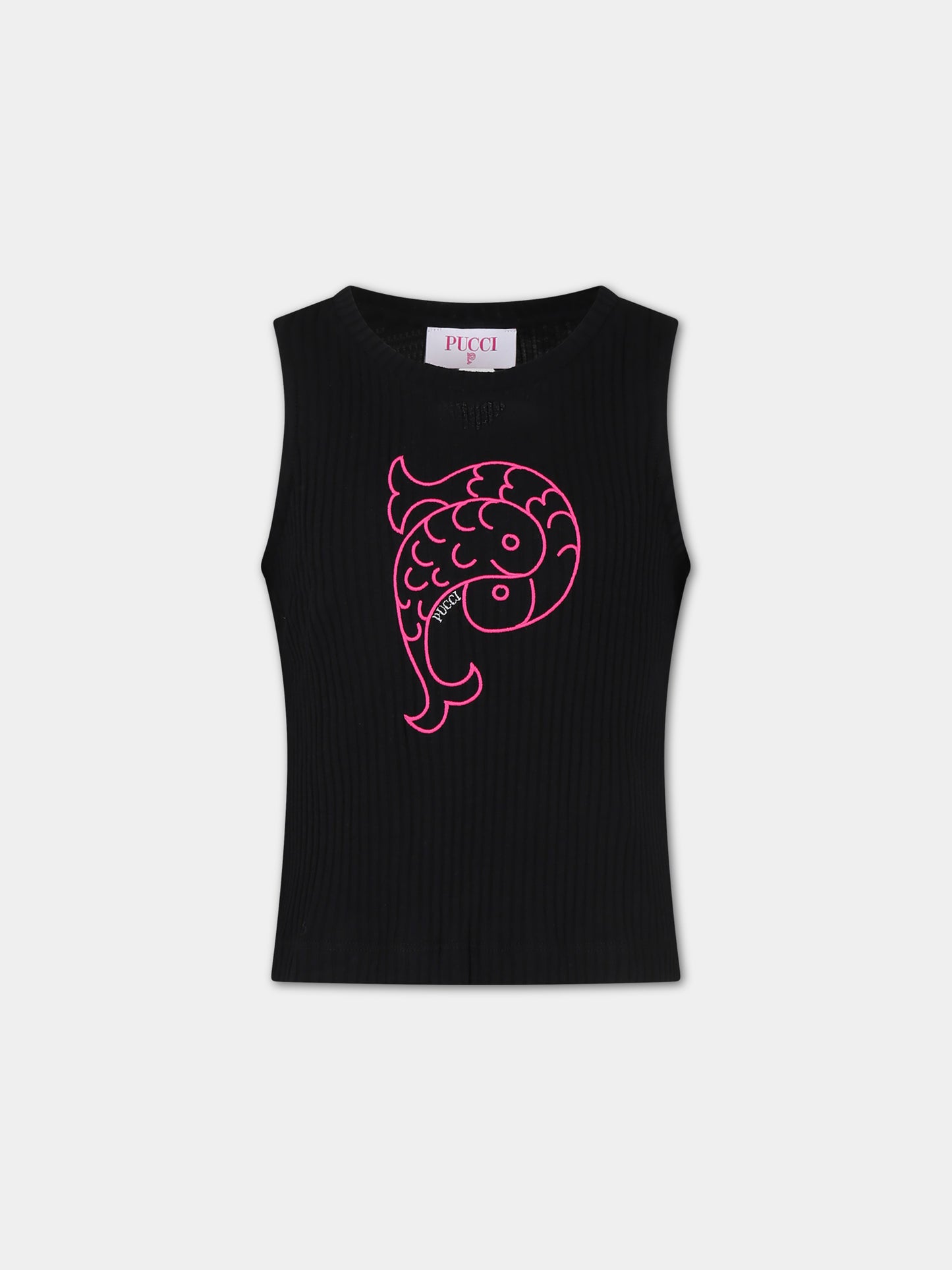 Canotta nera per bambina con logo,Emilio Pucci Junior,PU8C02 Z2216 930