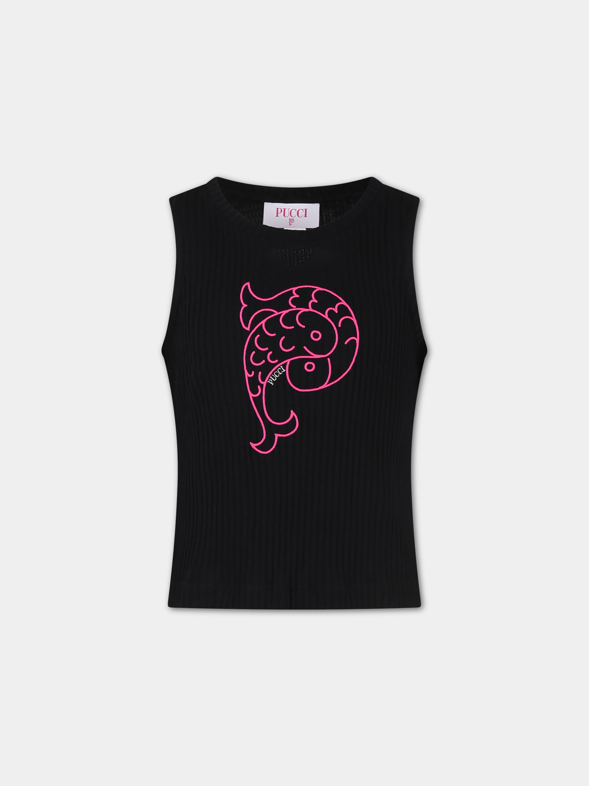 Canotta nera per bambina con logo,Emilio Pucci Junior,PU8C02 Z2216 930