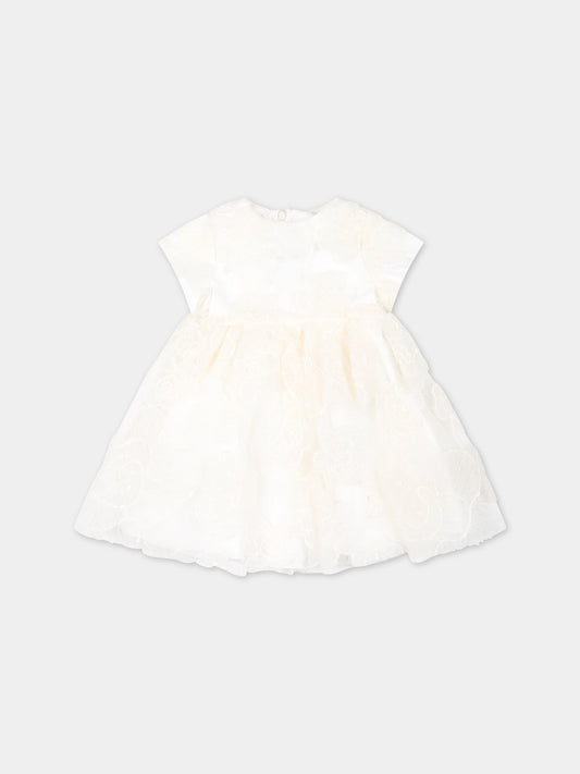 Vestito avorio per neonata con fiori,Simonetta,SU1171 U0146 104