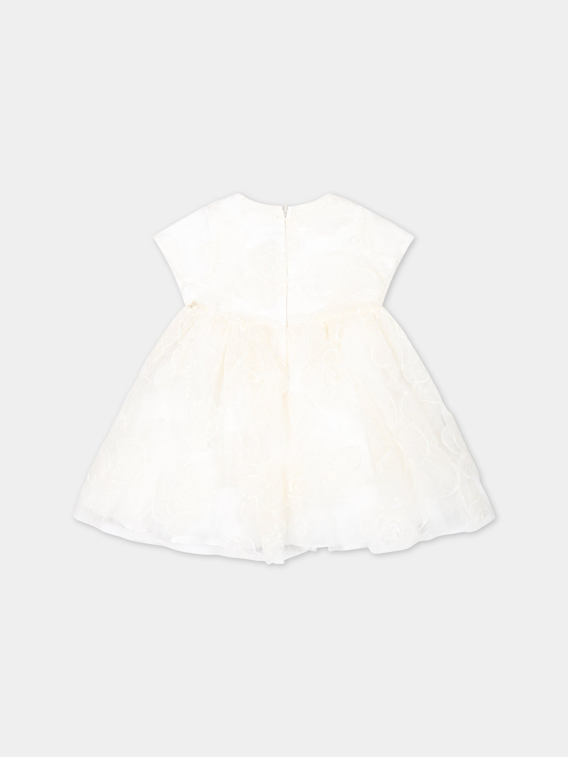 Vestito avorio per neonata con fiori,Simonetta,SU1171 U0146 104