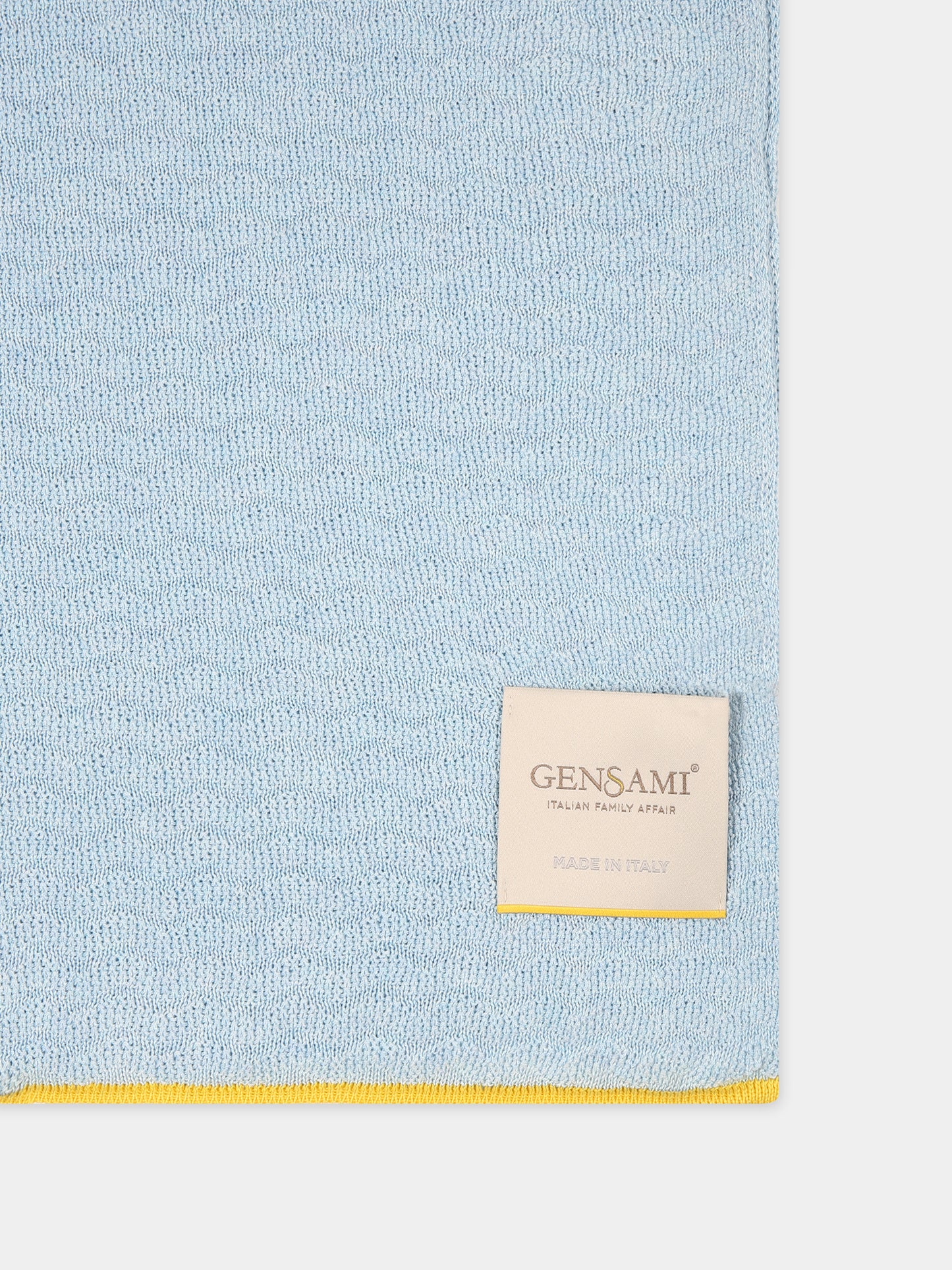 Coperta celeste per neonato con logo,Gensami,COP01 B ONDA BLUE SKY