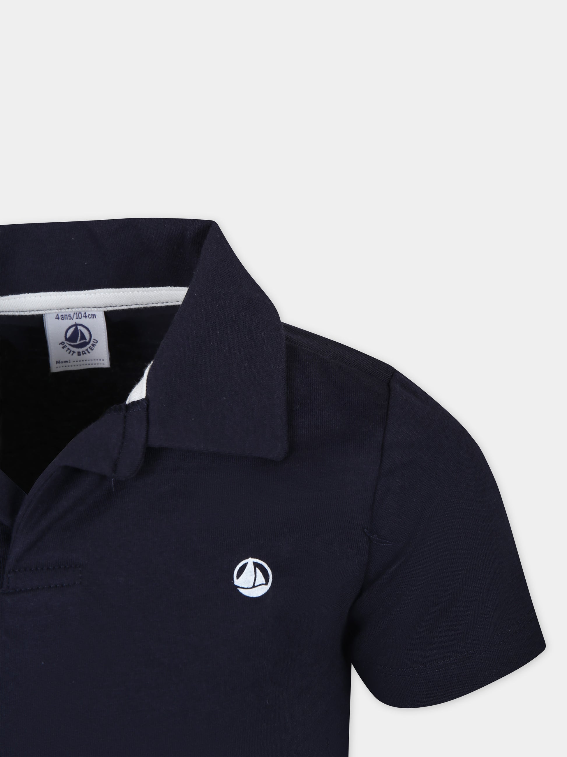 Polo blu per bambino con logo,Petit Bateau,A0A1V 02 SMOKING