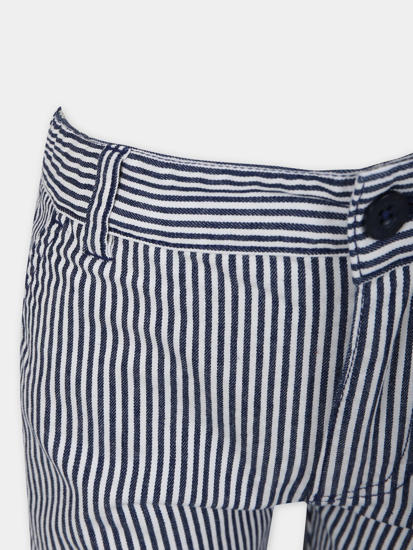 Shorts blu per bambino con righe,Petit Bateau,A09NN 01 MEDIEVAL/MARSHMALLOW