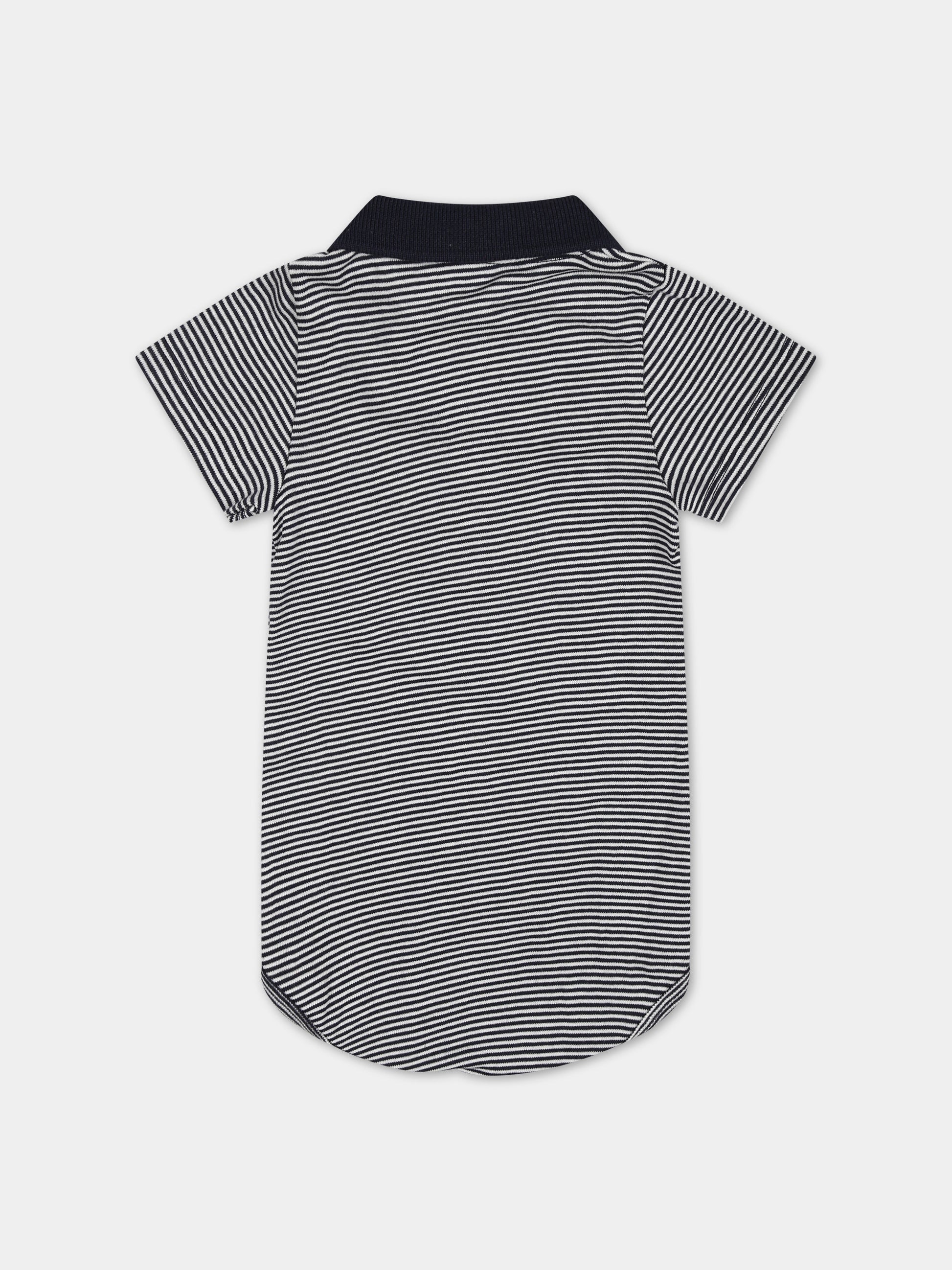 Body blu per neonato con righe,Petit Bateau,A09X7 01 SMOKING/MARSHMALLOW