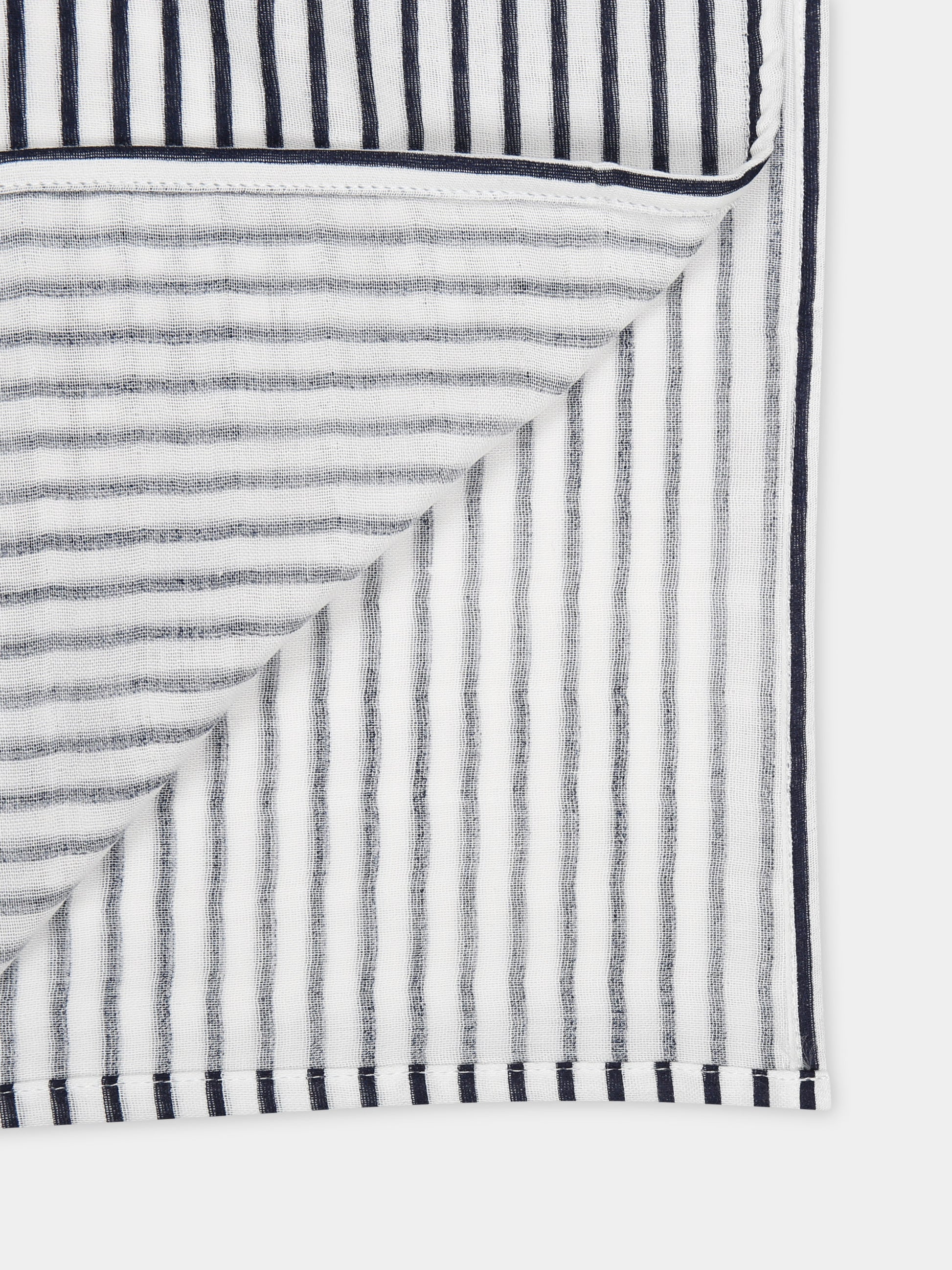 Coperta bianca per neonato a righe,Petit Bateau,A09Z4 01 MARSHMALLOW/SMOKING