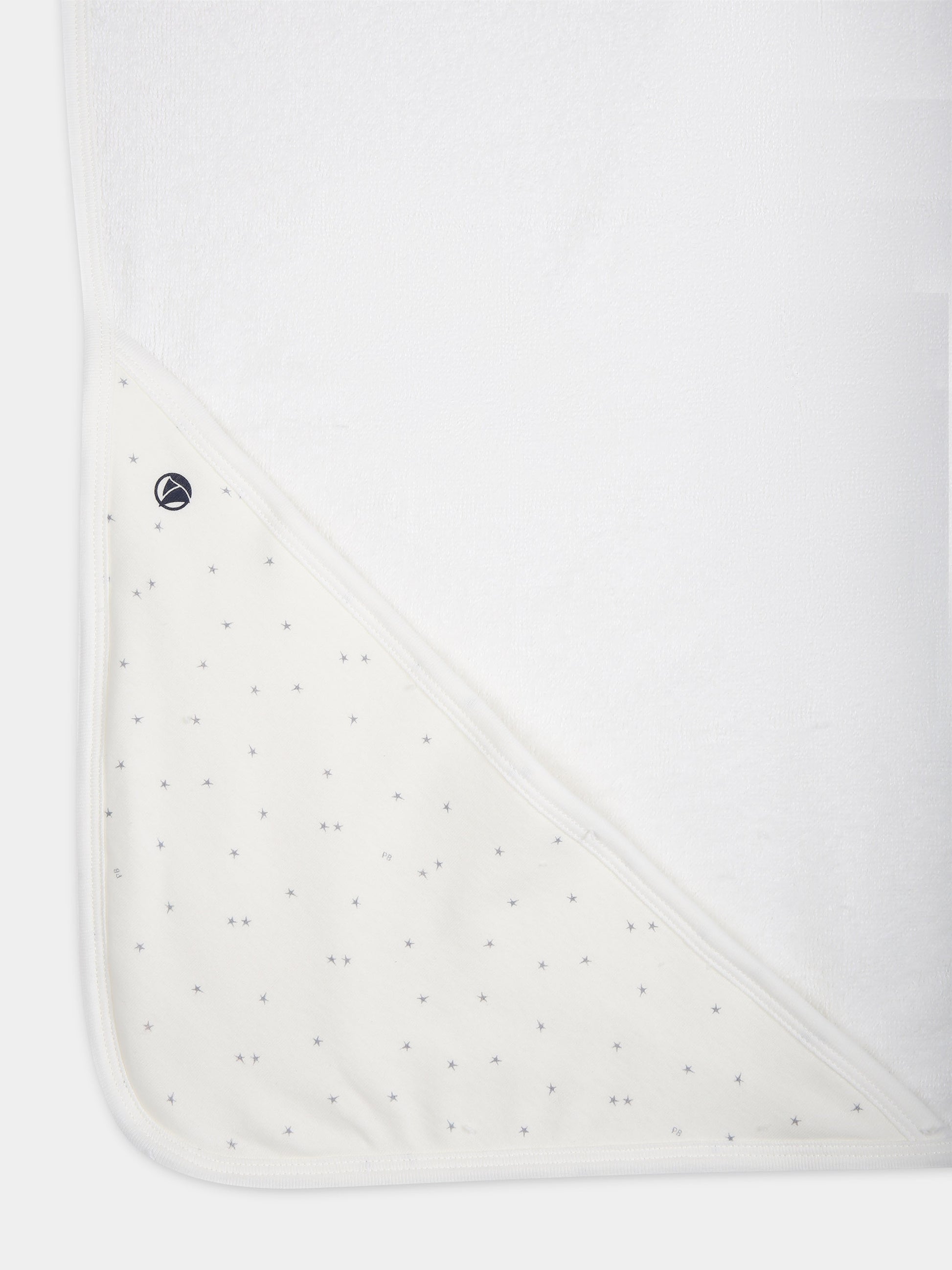 Accappatoio bianco per neonati con stelle,Petit Bateau,A09HE 01 MARSHMALLOW/GRIS