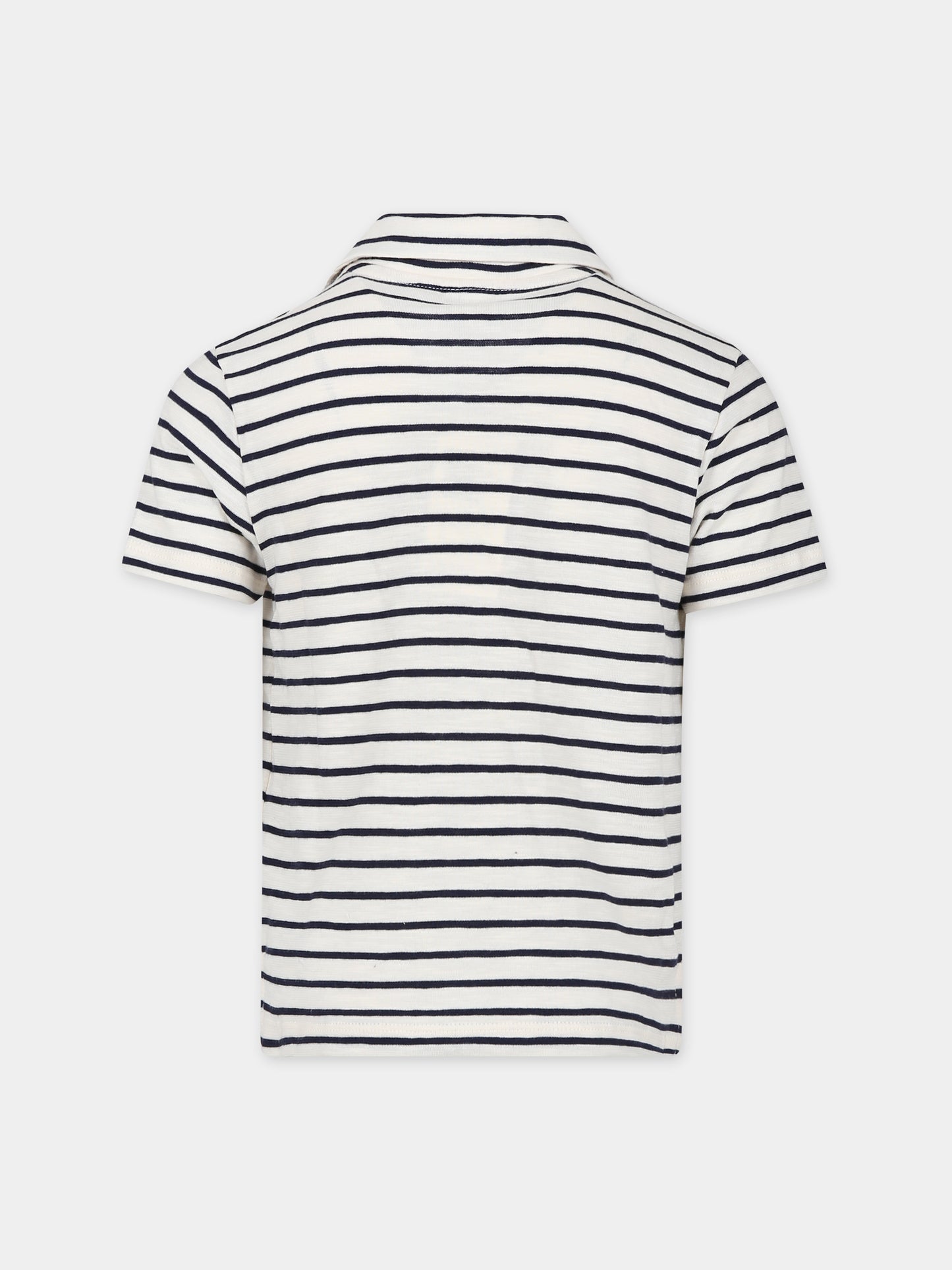 Polo bianca per bambino con righe,Petit Bateau,A09W7 01 AVALANCHE/SMOKING