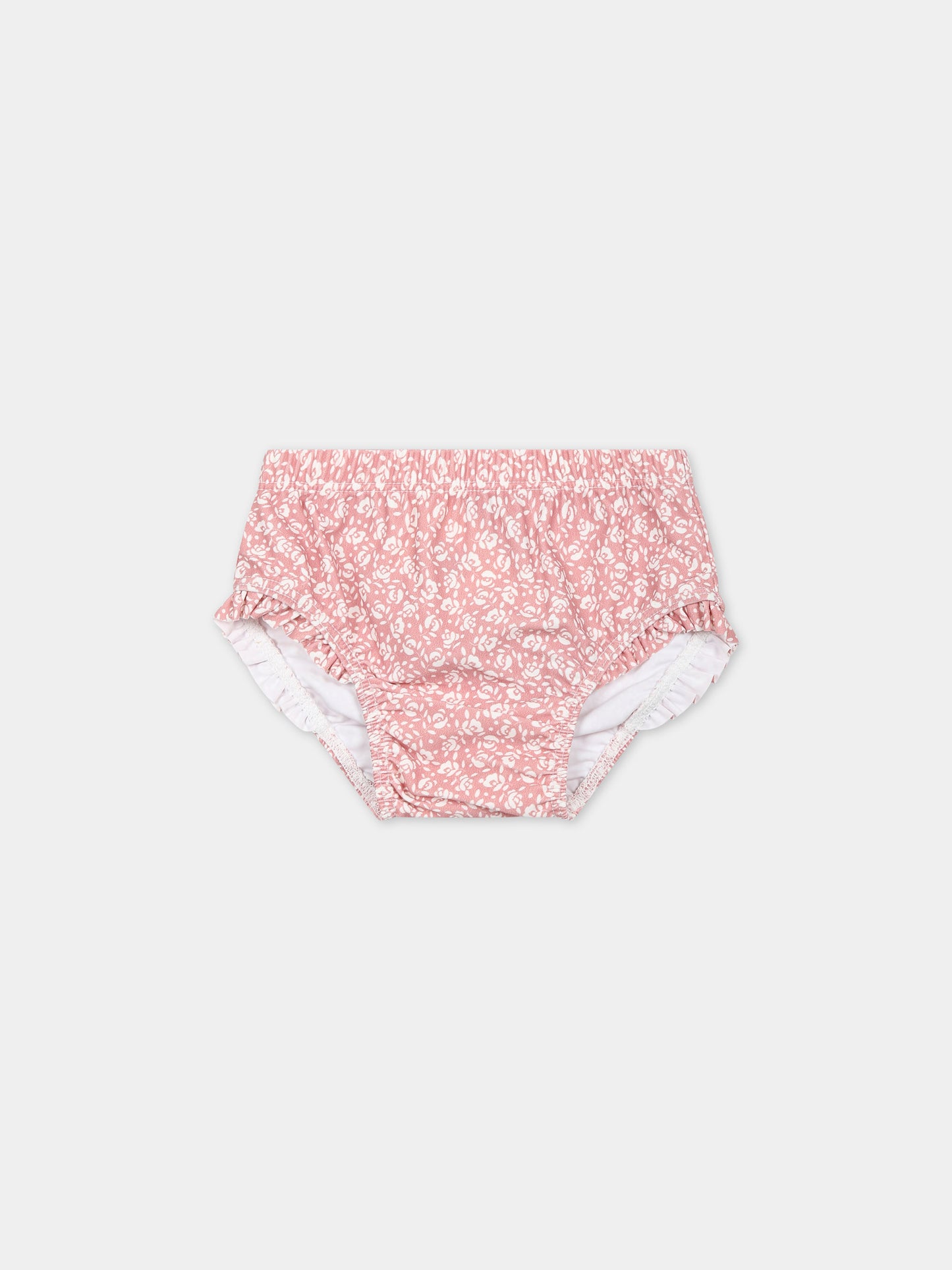 Slip mare rosa per neonata con stampa fiori,Petit Bateau,A09TV 03 PANTY/MARSHMALLOW