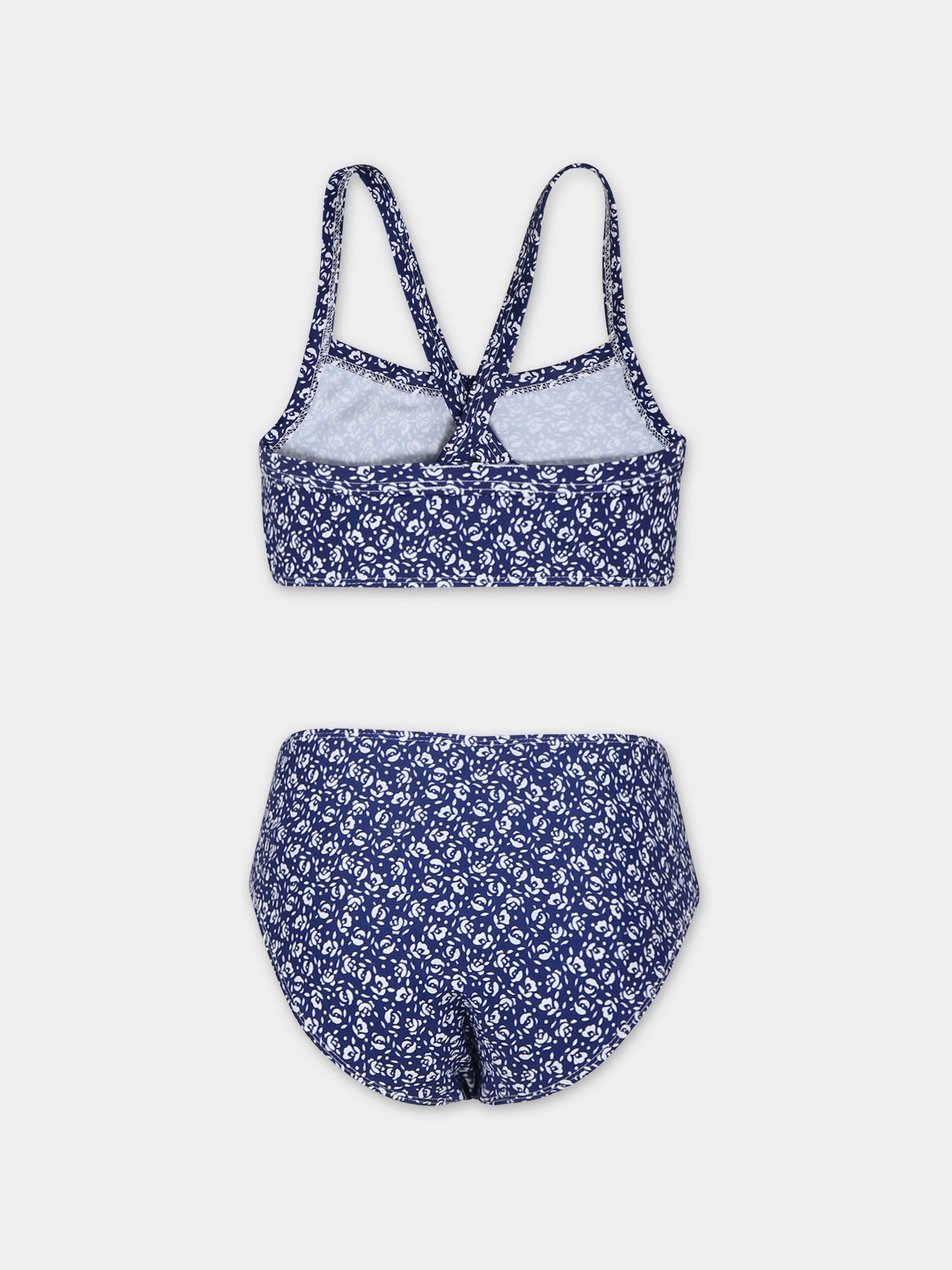 Bikini blu per bambina con stampa fiori,Petit Bateau,A0AGJ 01 INCOGNITO/MARSHMALLOW