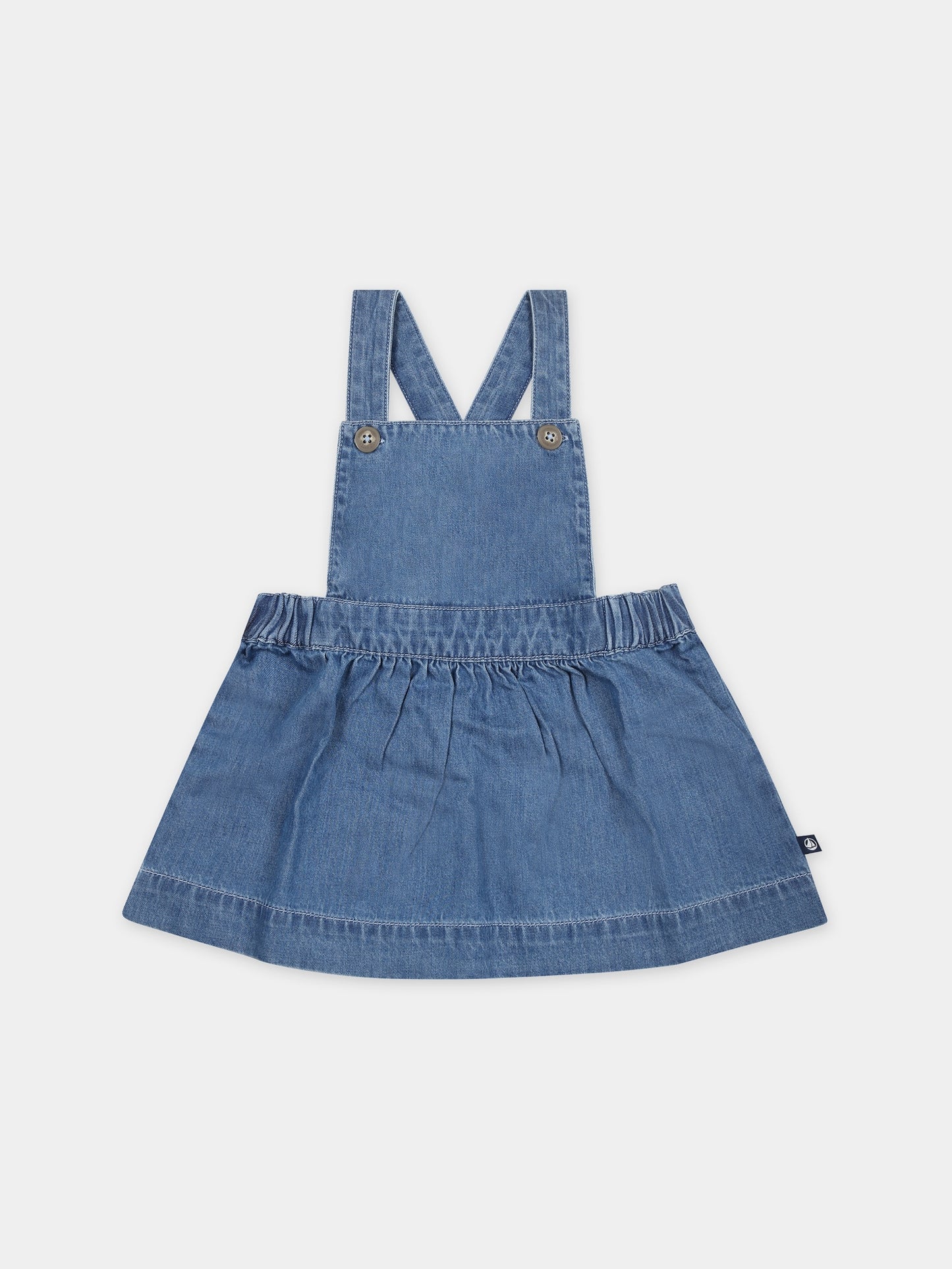 Salopette blu per neonata,Petit Bateau,A09OD 01 DENIM CLAIR