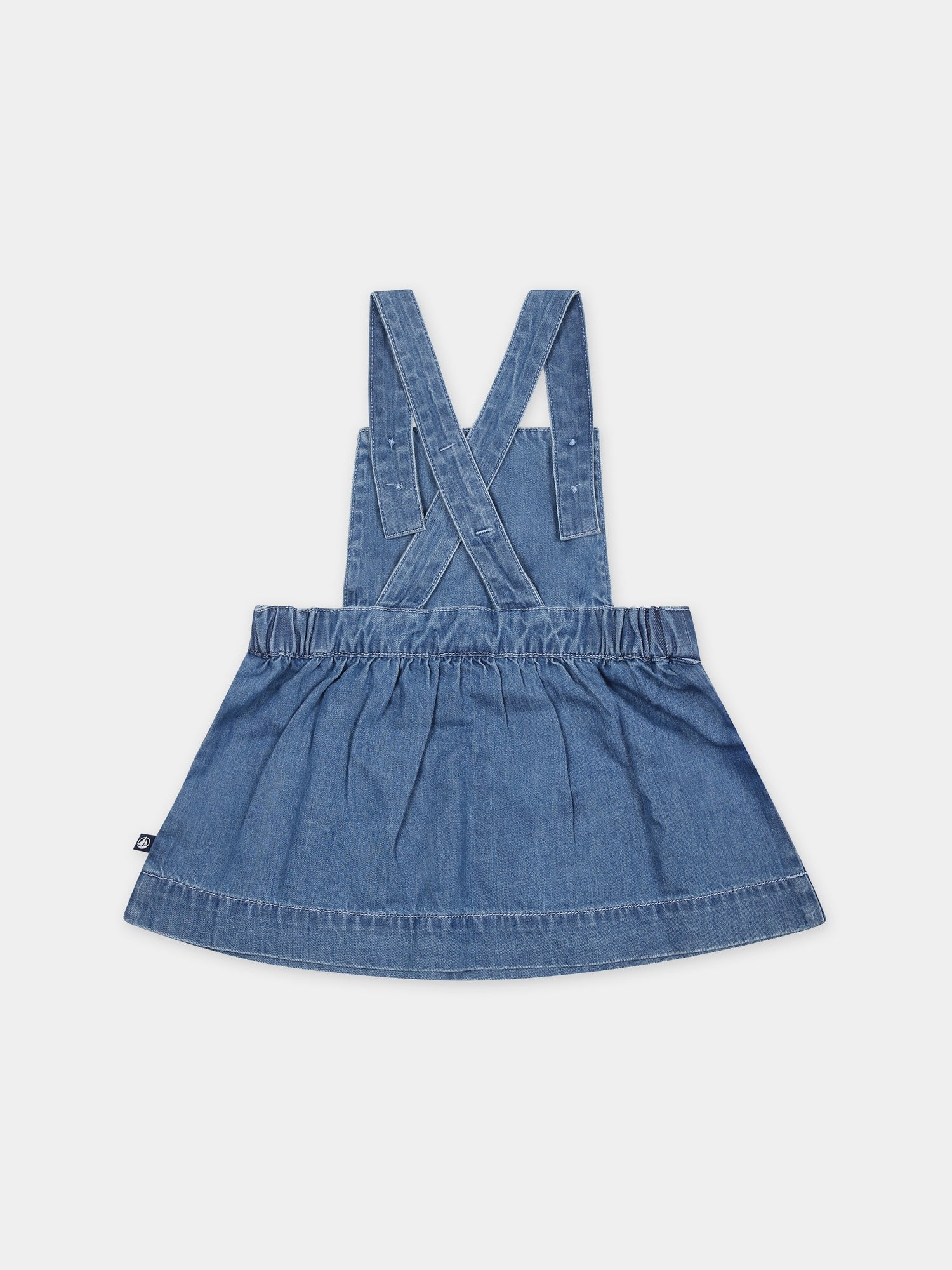 Salopette blu per neonata,Petit Bateau,A09OD 01 DENIM CLAIR