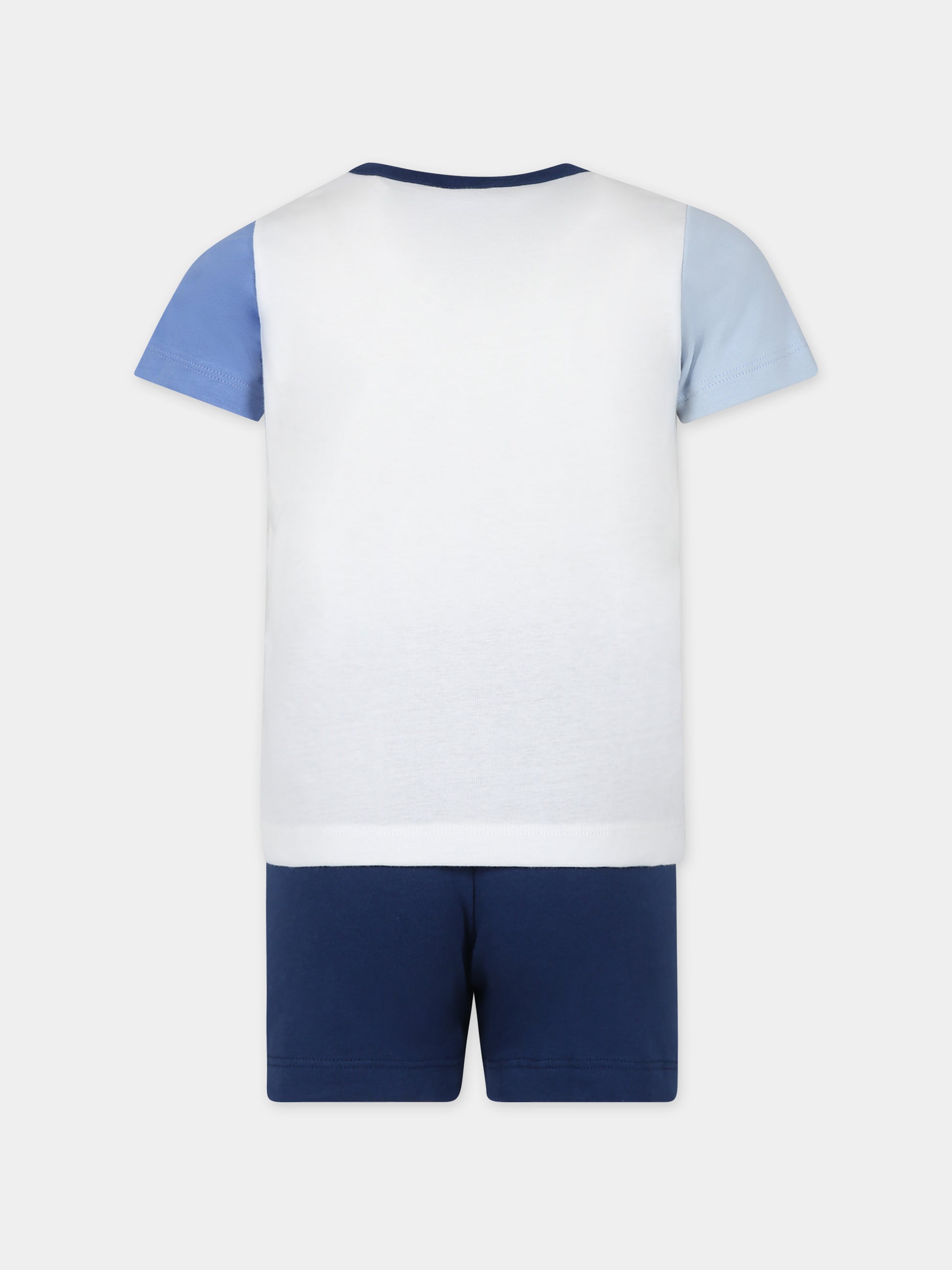 Pigiama bianco per bambino con stampa e logo,Petit Bateau,A09QF 01 INCOGNITO/MULTICO