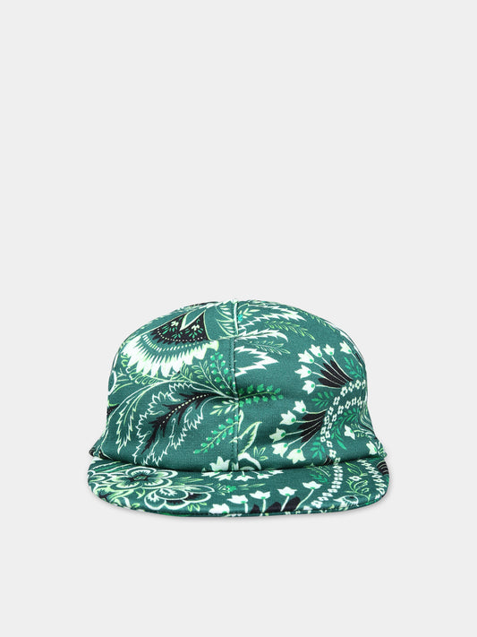 Cappello con visiera verde per bambini con motivo paisley,Etro,GU0637 F0168 719AV