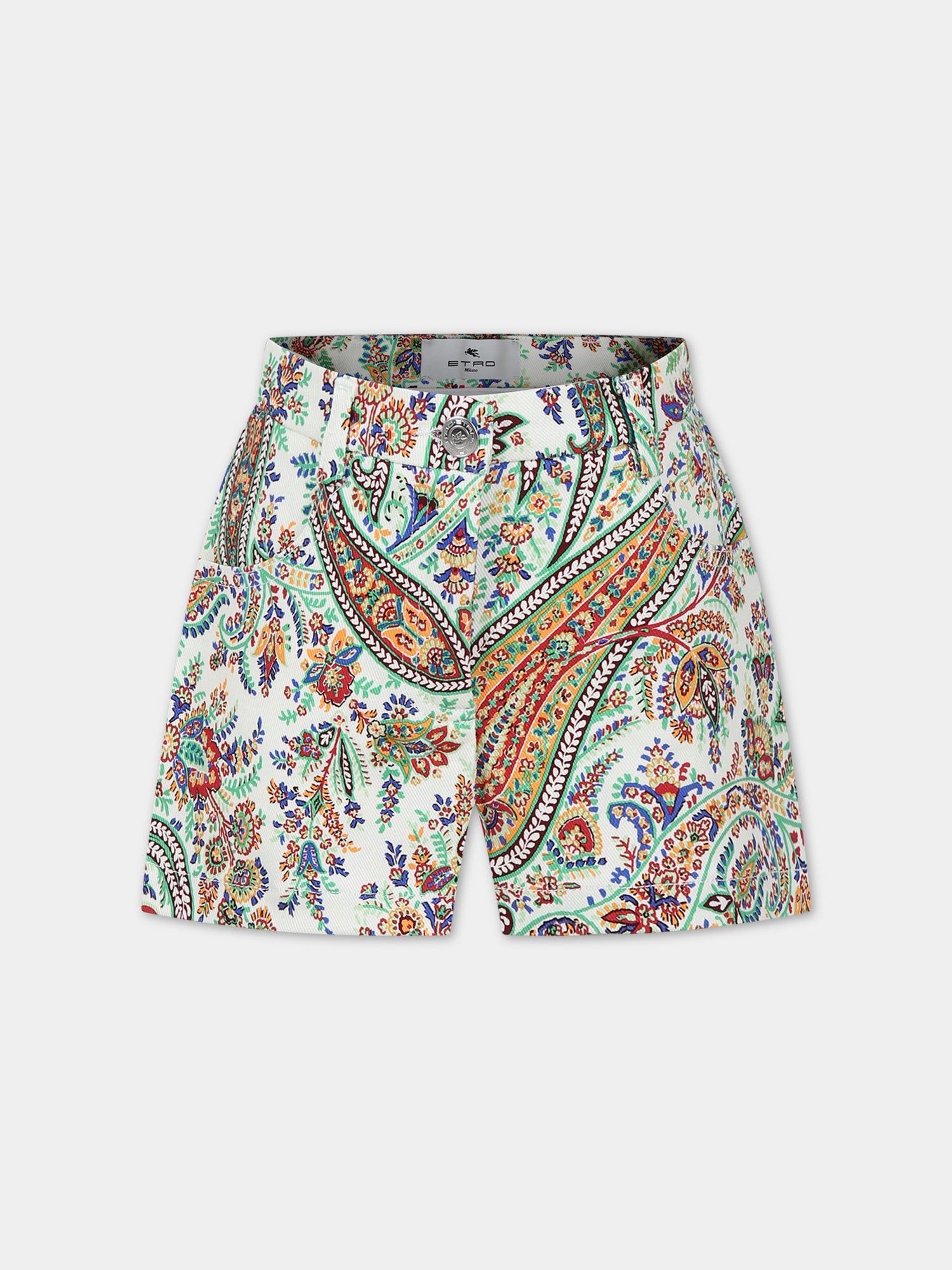 Shorts avorio per bambina con motivo paisley,Etro,GU6A79 D0081 102MC