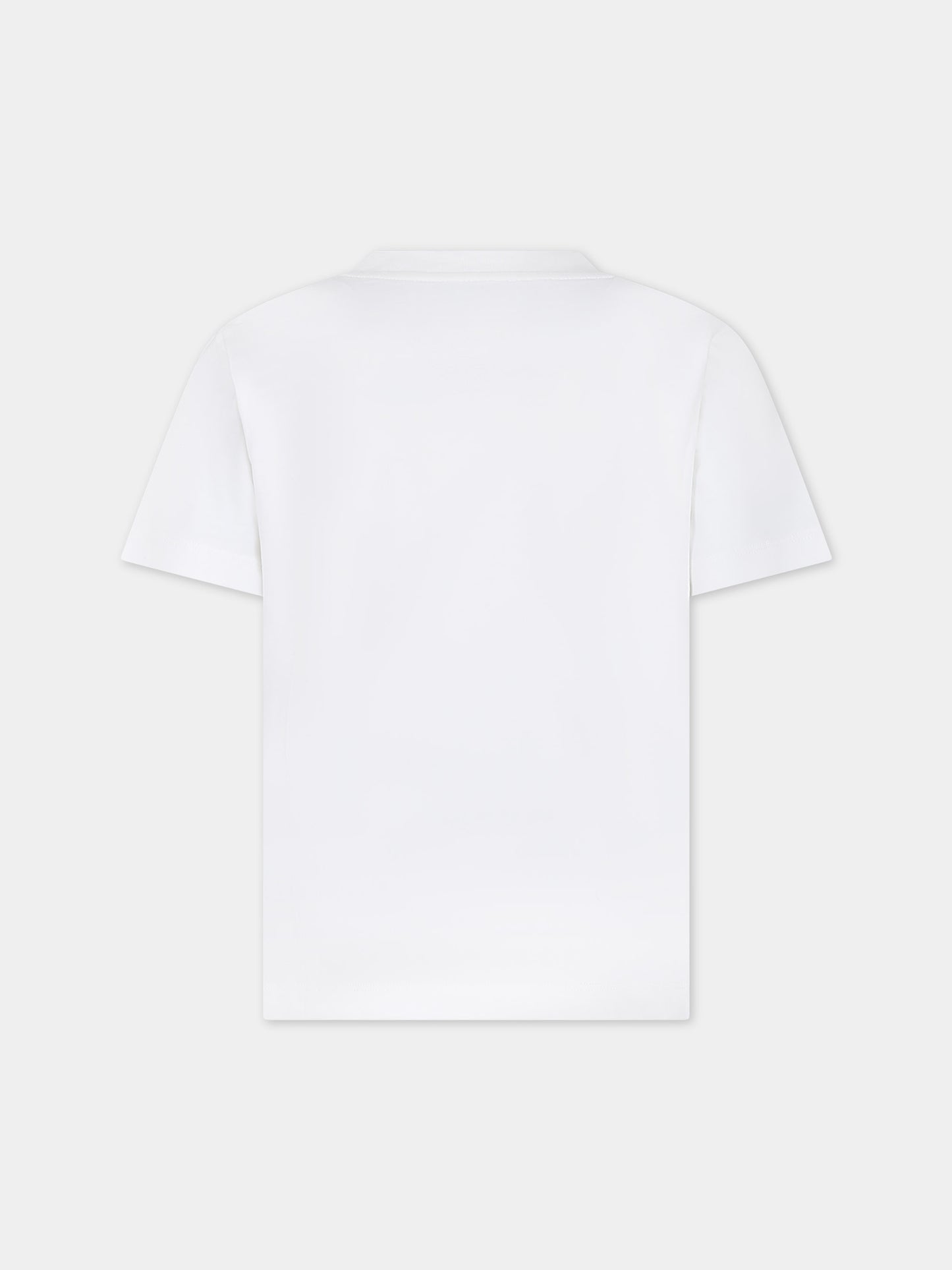 T-shirt bianca per bambini con logo e motivo paisley,Etro,GU8P21 Z2081 101VE