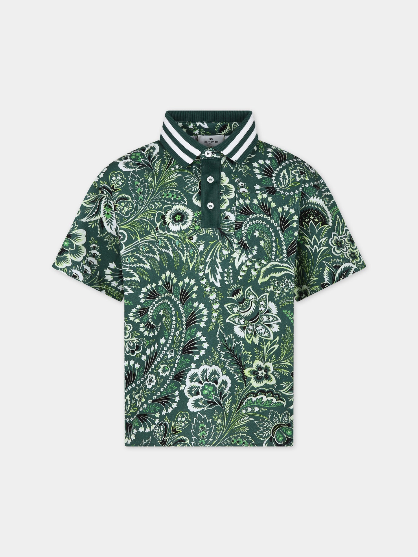 Polo verde per bambino con motivo paisley,Etro,GU8P51 J0398 719AV