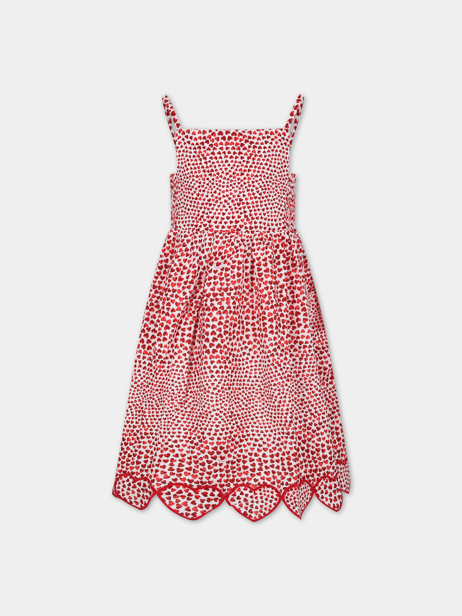 Vestito rosso per bambina con cuori,Stella Mccartney Kids,TU1D82 Z1838 101RO