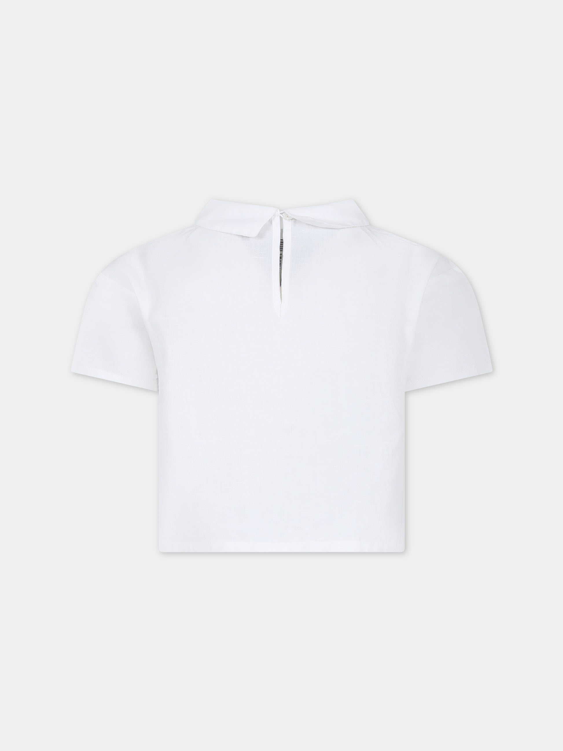 Top bianco per bambina con ricamo,Ermanno Scervino Junior,SFCA014 C LC006 B000