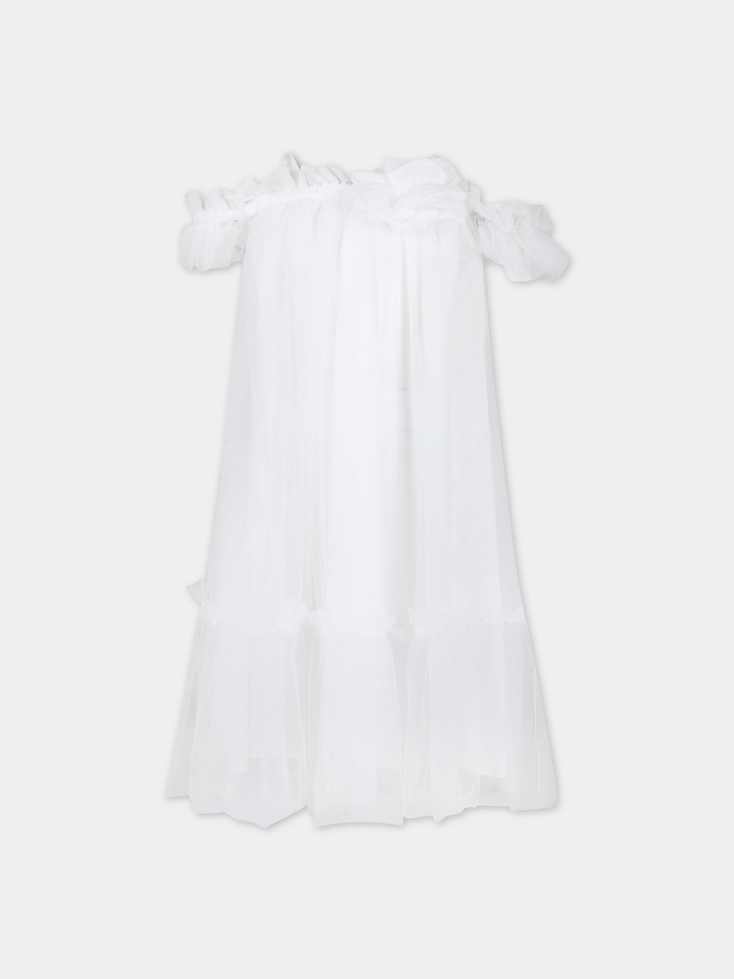Vestito bianco per bambina con fiore,Ermanno Scervino Junior,SFAB037 0 TU032 0000