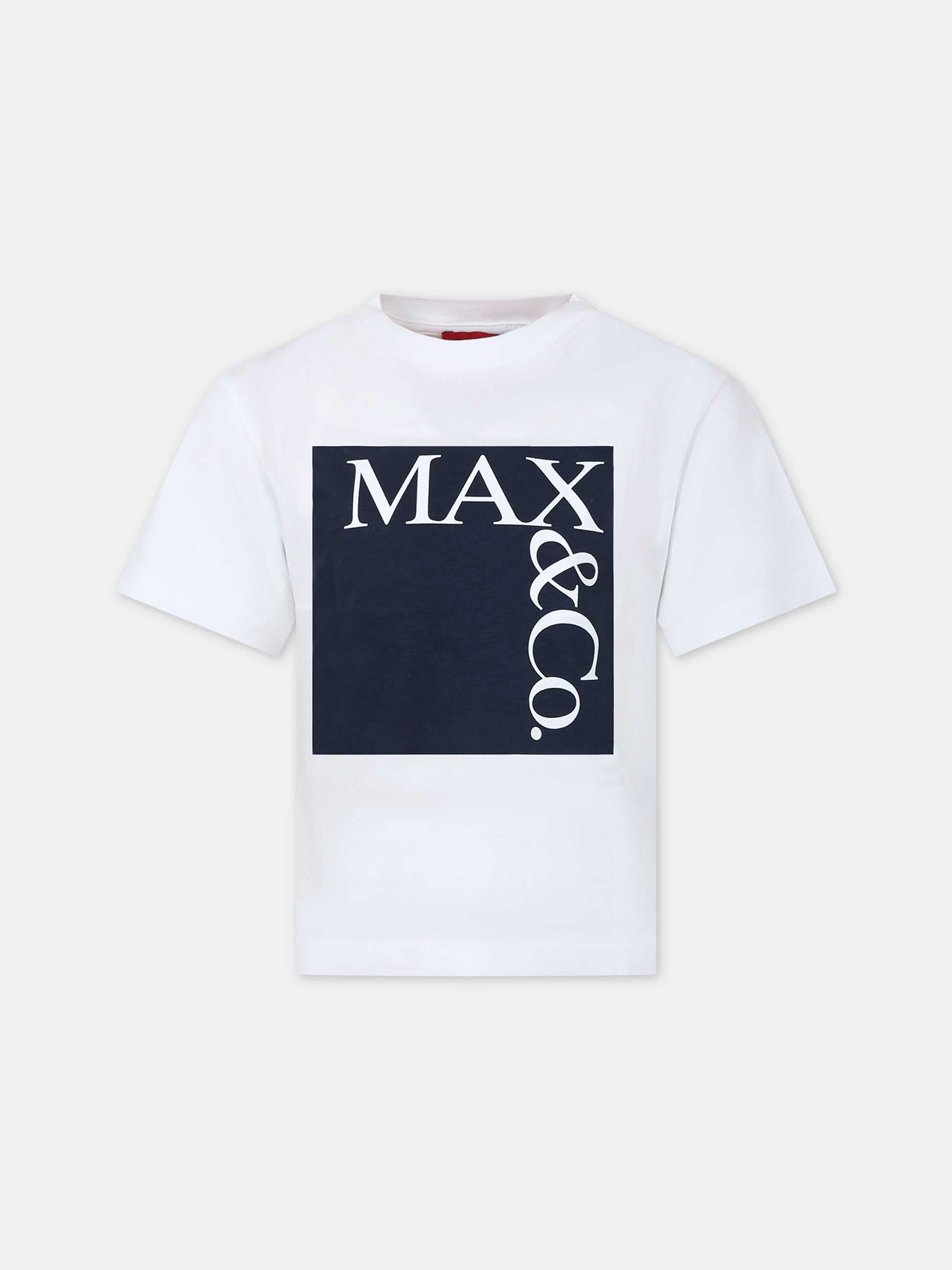 T-shirt bianca per bambina con logo,Max&co.,MX0005 MX014 MAXT1F MX10B