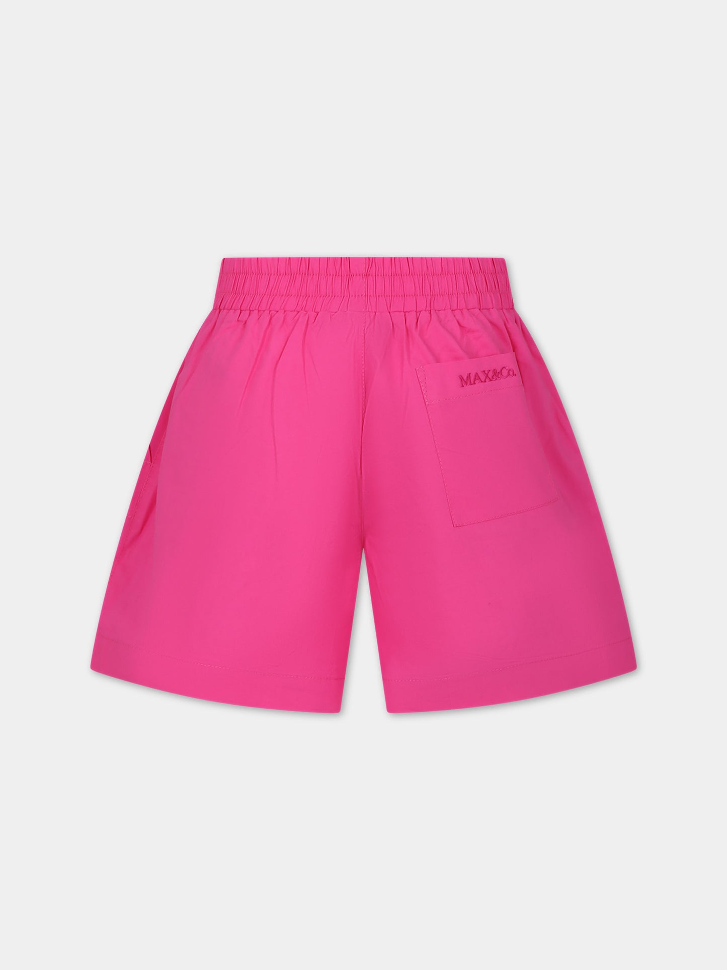 Shorts fucsia per bambina con logo,Max&co,MX0028 MX010 MAXP7F MX351