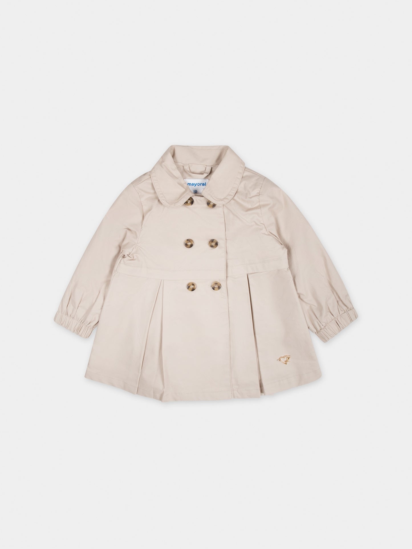 Trench beige per neonata con logo,Mayoral,1439 010
