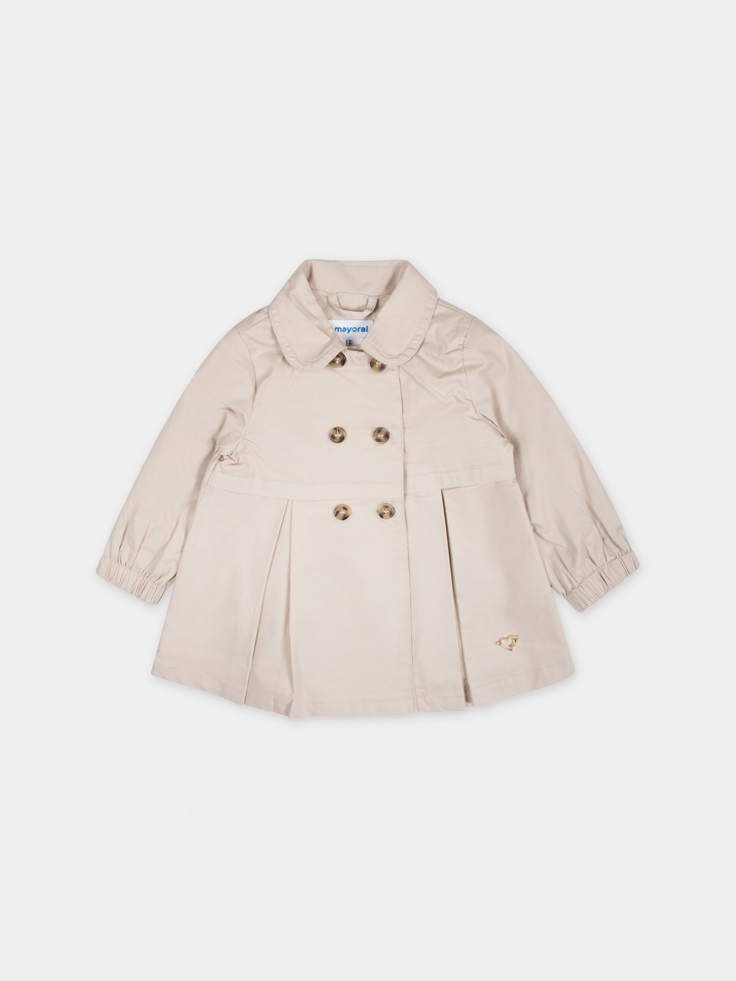 Trench beige per neonata con logo,Mayoral,1439 010