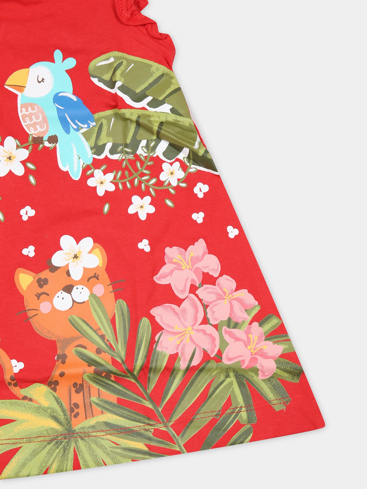 Vestito rosso per neonata con stampa animali,Mayoral,1931 034