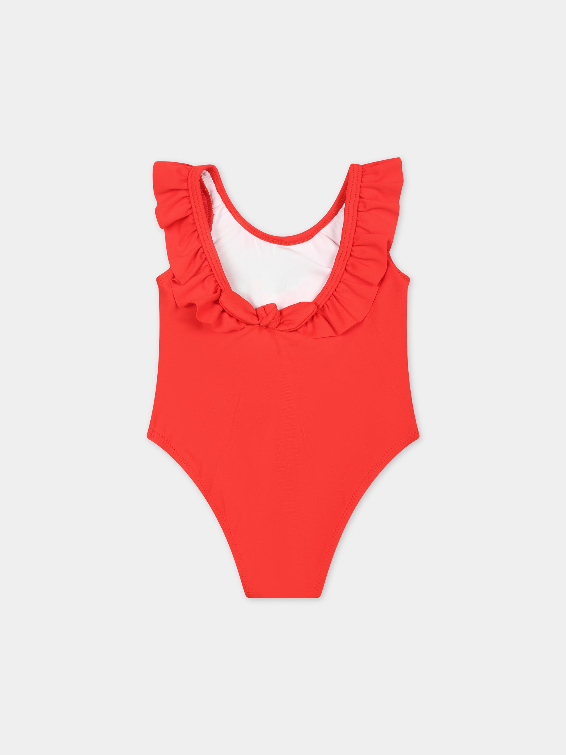 Costume intero rosso per neonata con pappagallo e fiori,Mayoral,1741 064