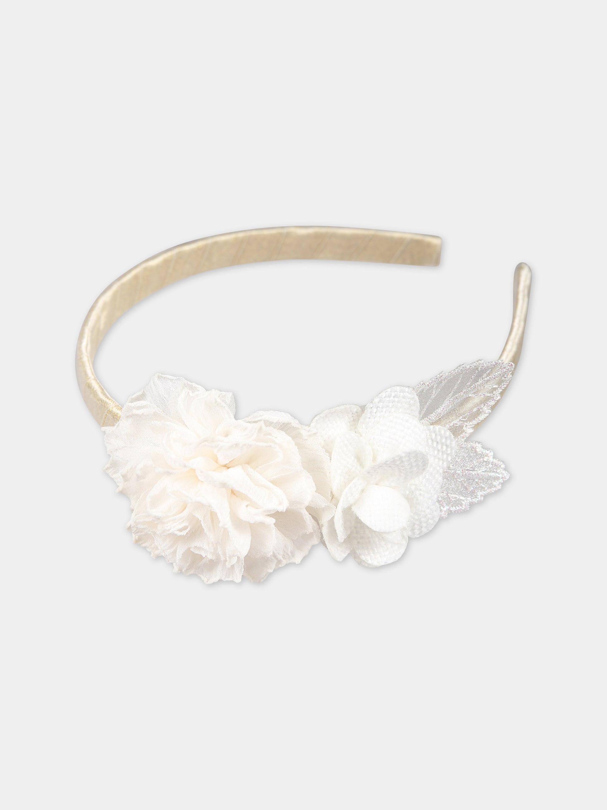 Cerchietto beige per bambina con fiori,Mayoral,10676 067