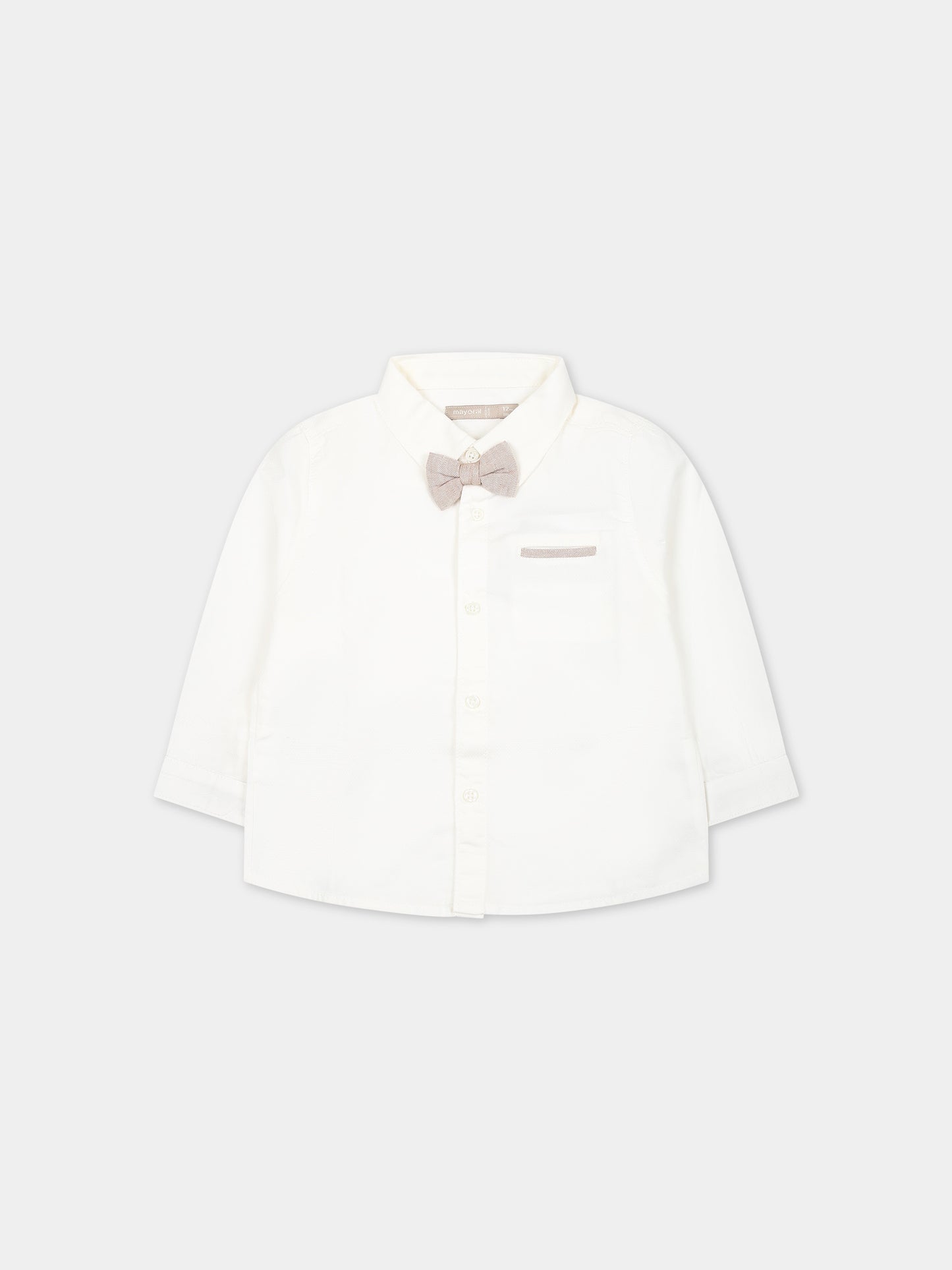 Camicia avorio per neonato con papillon,Mayoral,1116 012