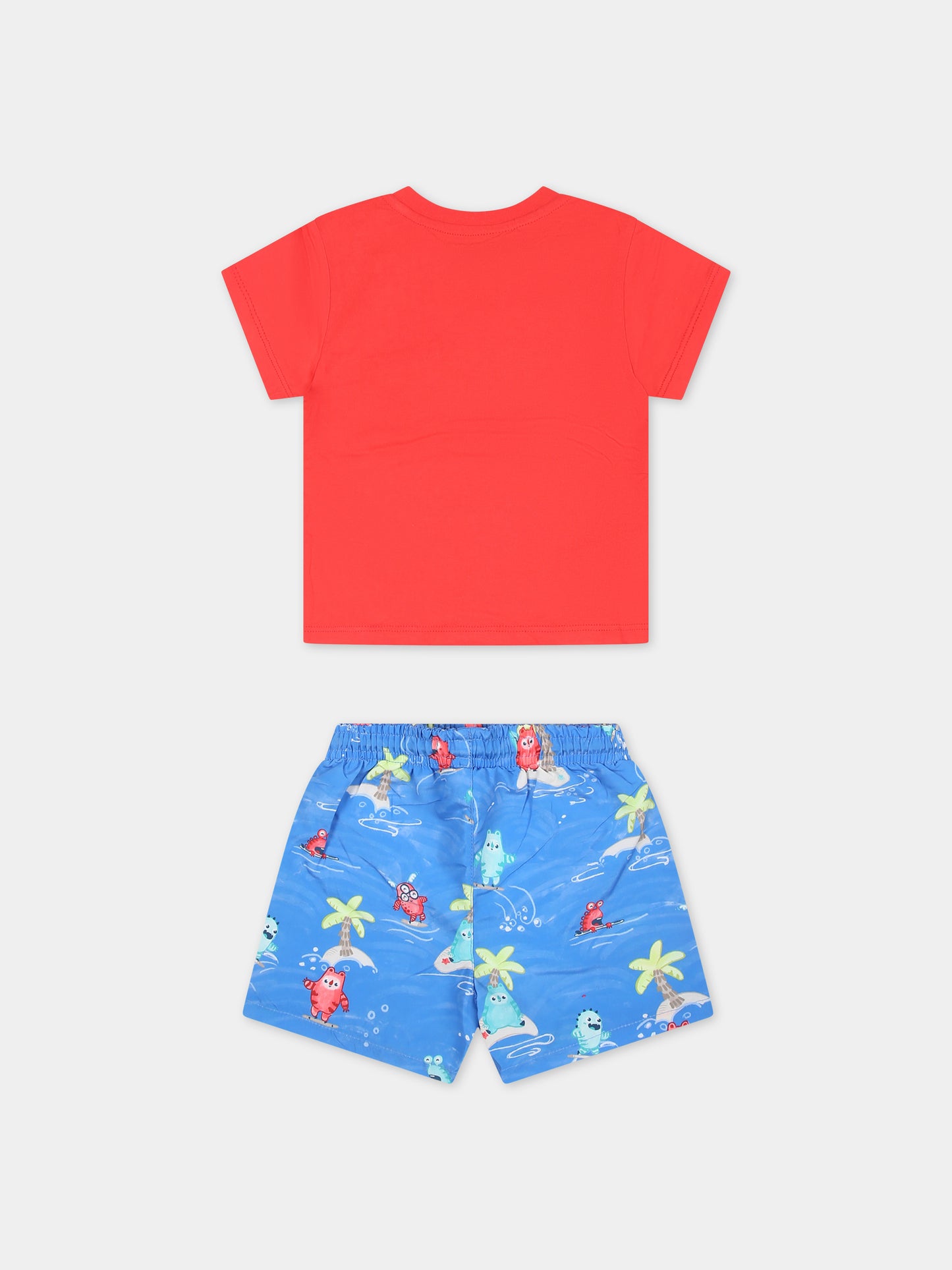 Completo mare blu per neonato con stampa mostri,Mayoral,1650 011