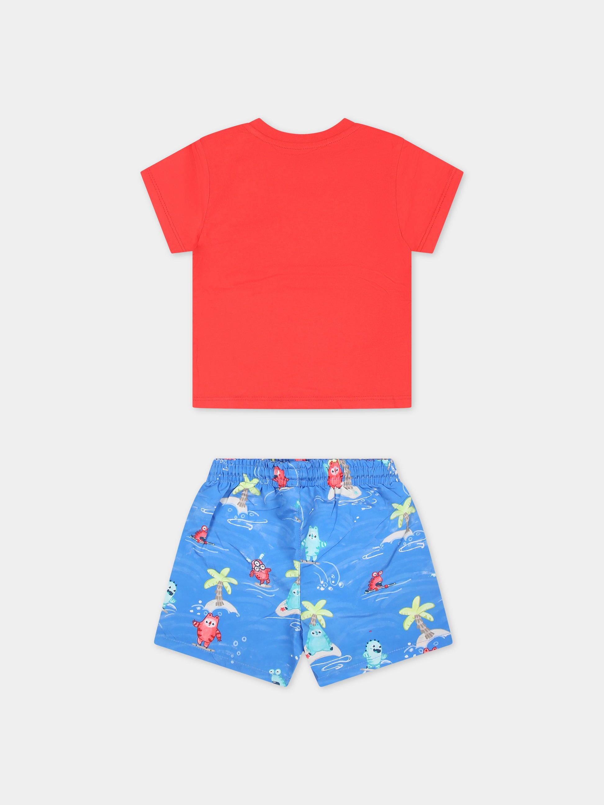 Completo mare blu per neonato con stampa mostri,Mayoral,1650 011