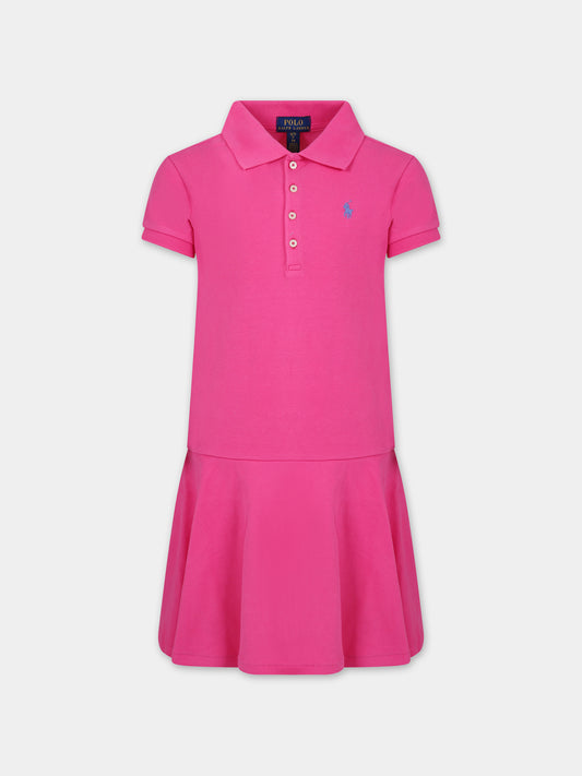 Vestito fucsia per bambina con cavallino,Ralph Lauren Kids,698754080