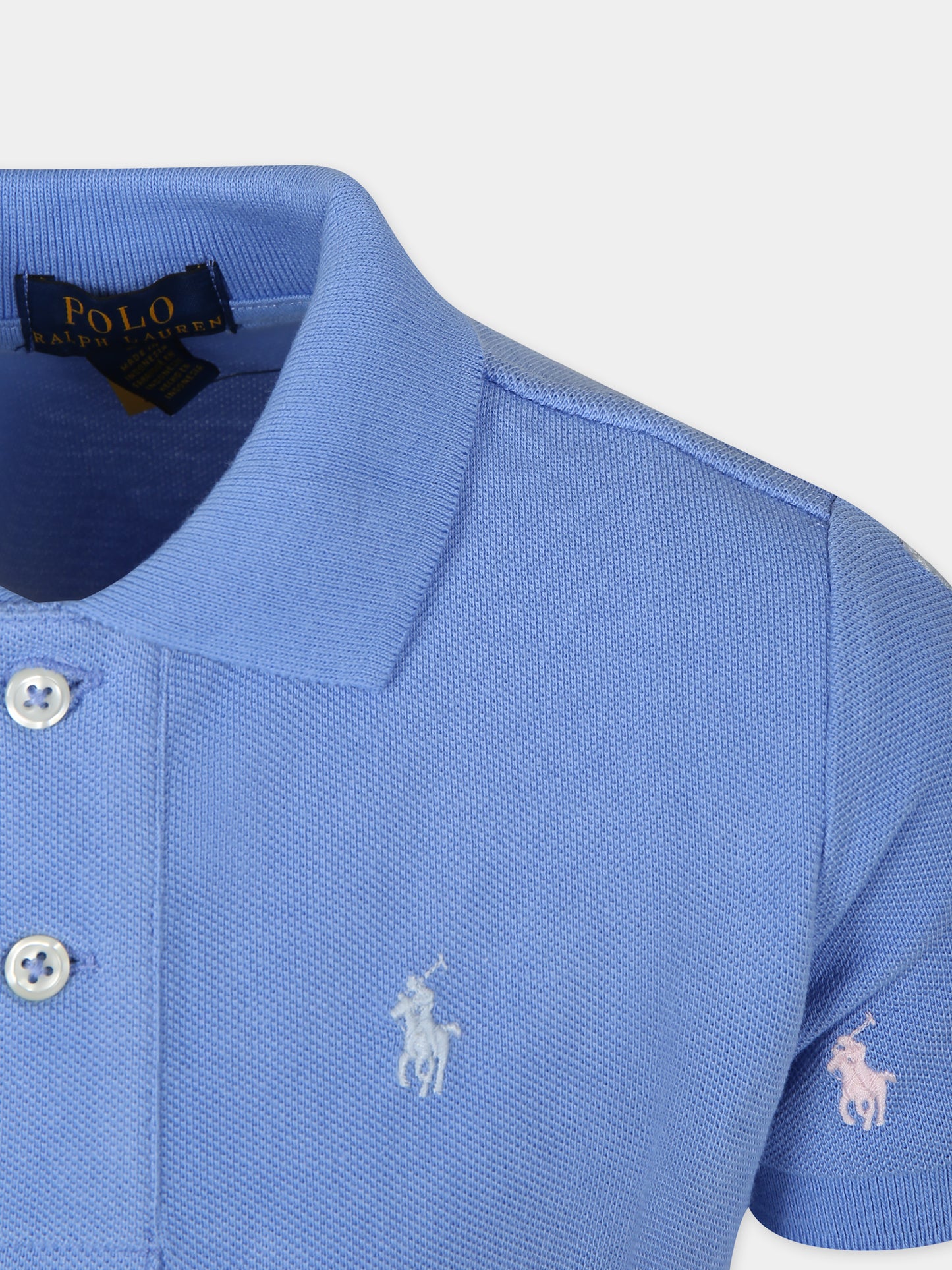 Polo azzurra per bambino con cavallini,Ralph Lauren Kids,882605006