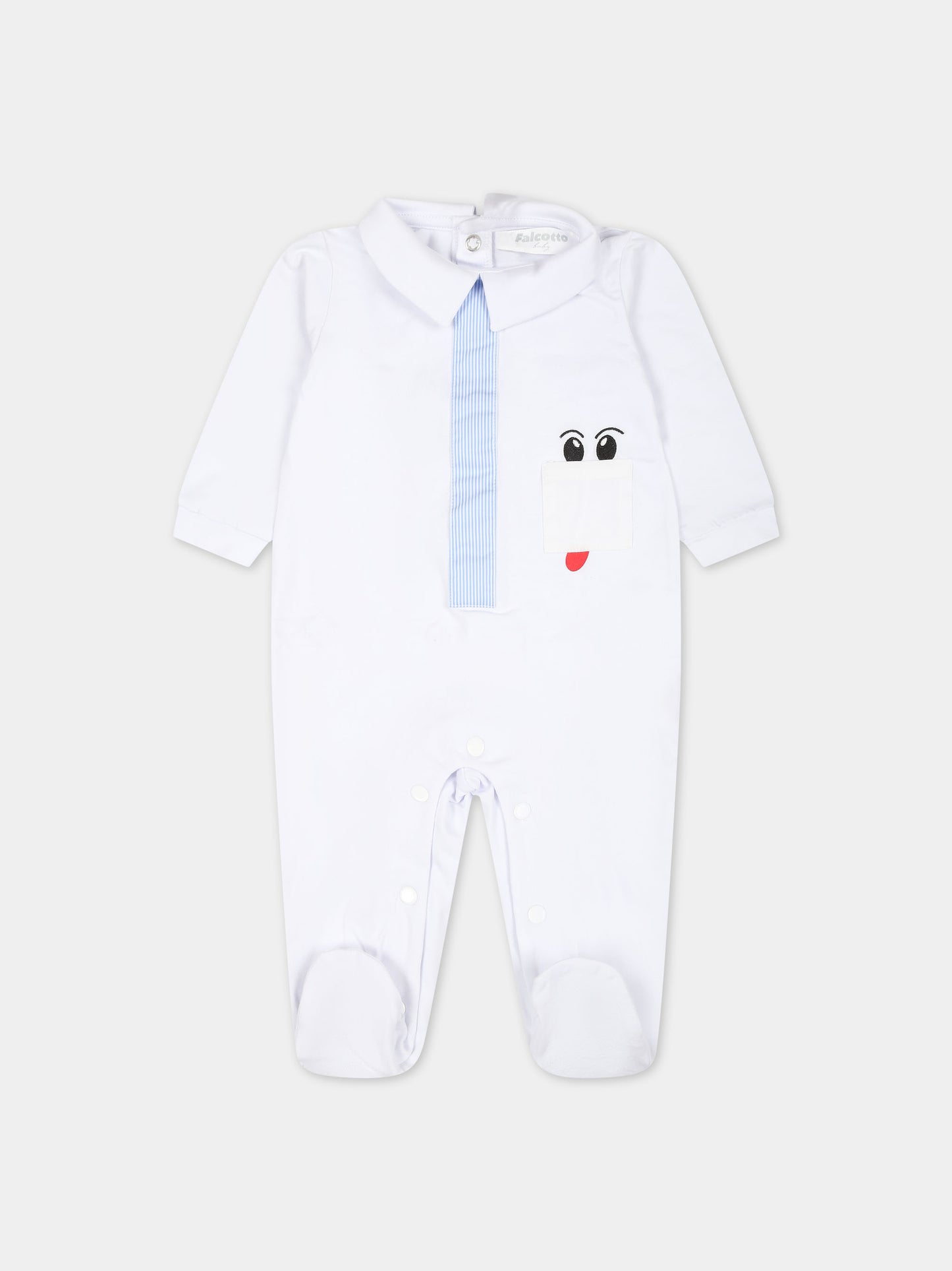 Tutina bianca per neonato con ricamo,Falcotto,001 6002211 01 0N01