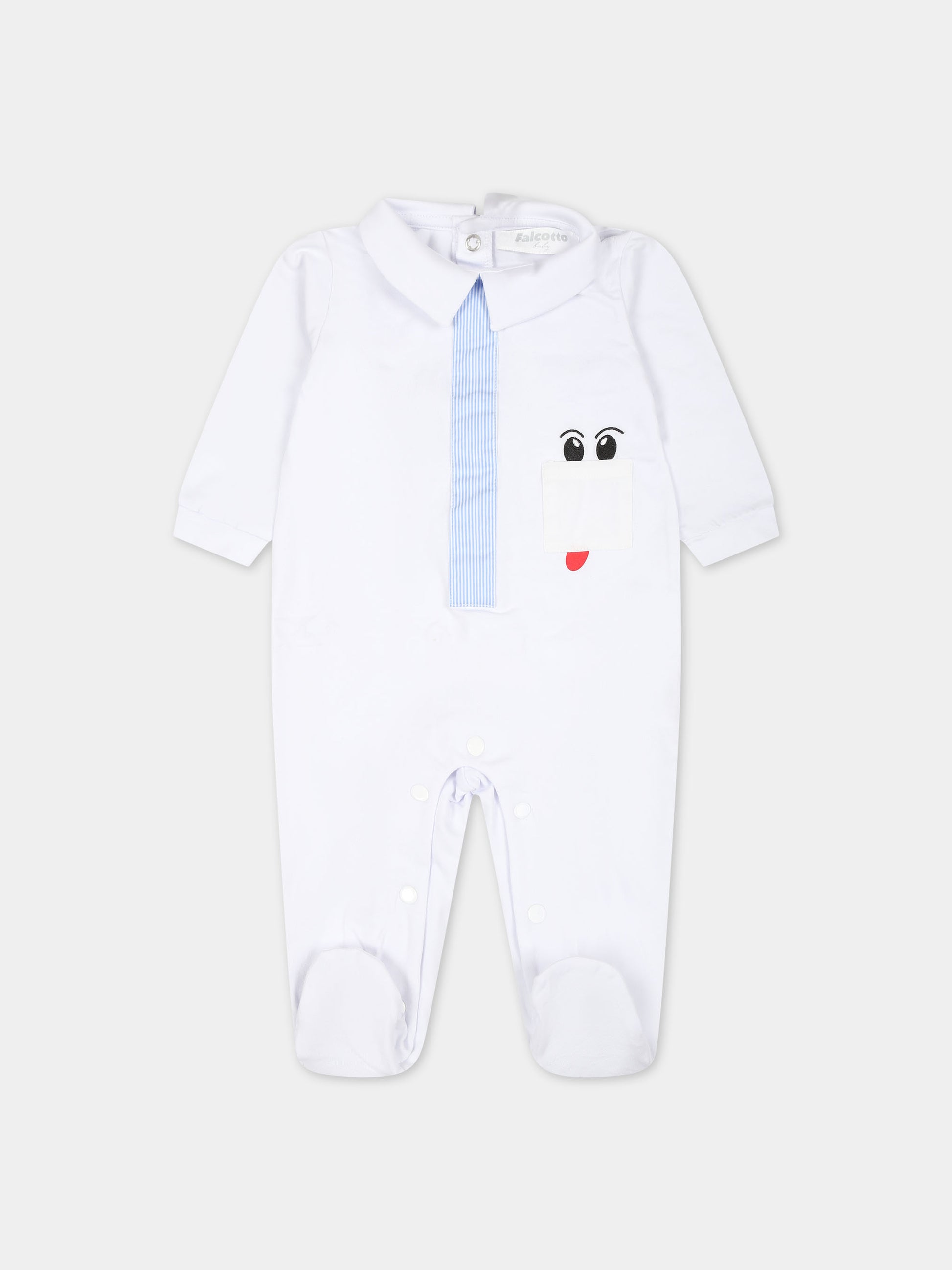 Tutina bianca per neonato con ricamo,Falcotto,001 6002211 01 0N01