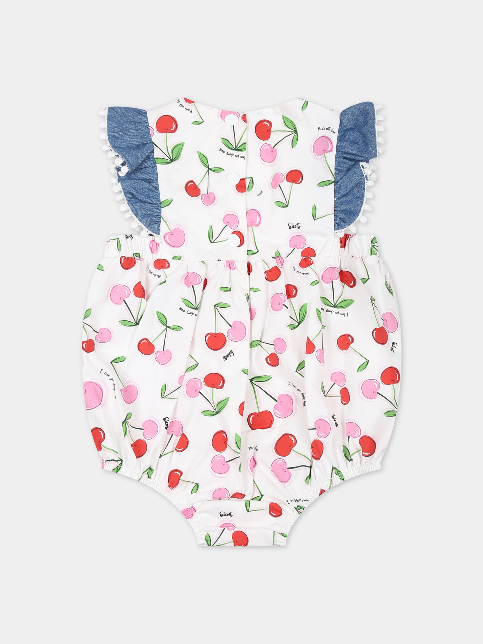 Pagliaccetto bianco per neonata con stampa ciliegie,Falcotto,001 6002215 01 1H09