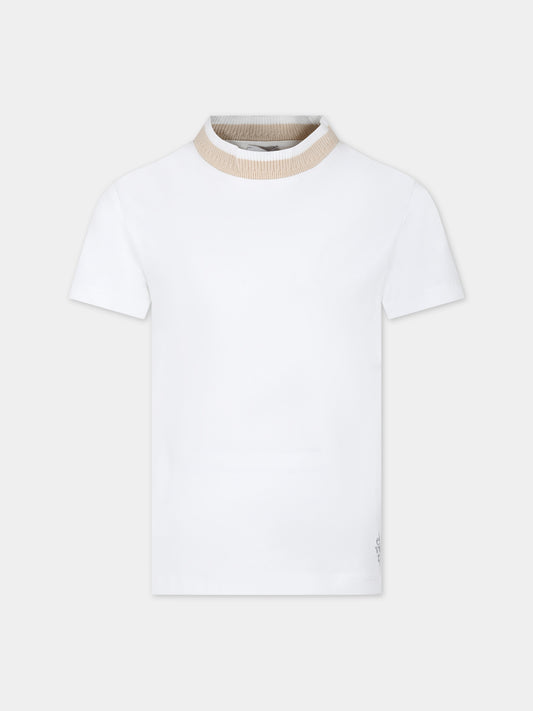 T-shirt bianca per bambino con logo,Eleventy,EU8P11 Z1292 101BG