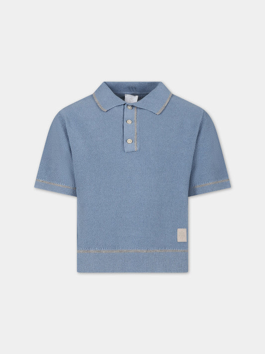 Polo blu per bambino con logo,Eleventy,EU9P21 Z2124 60D