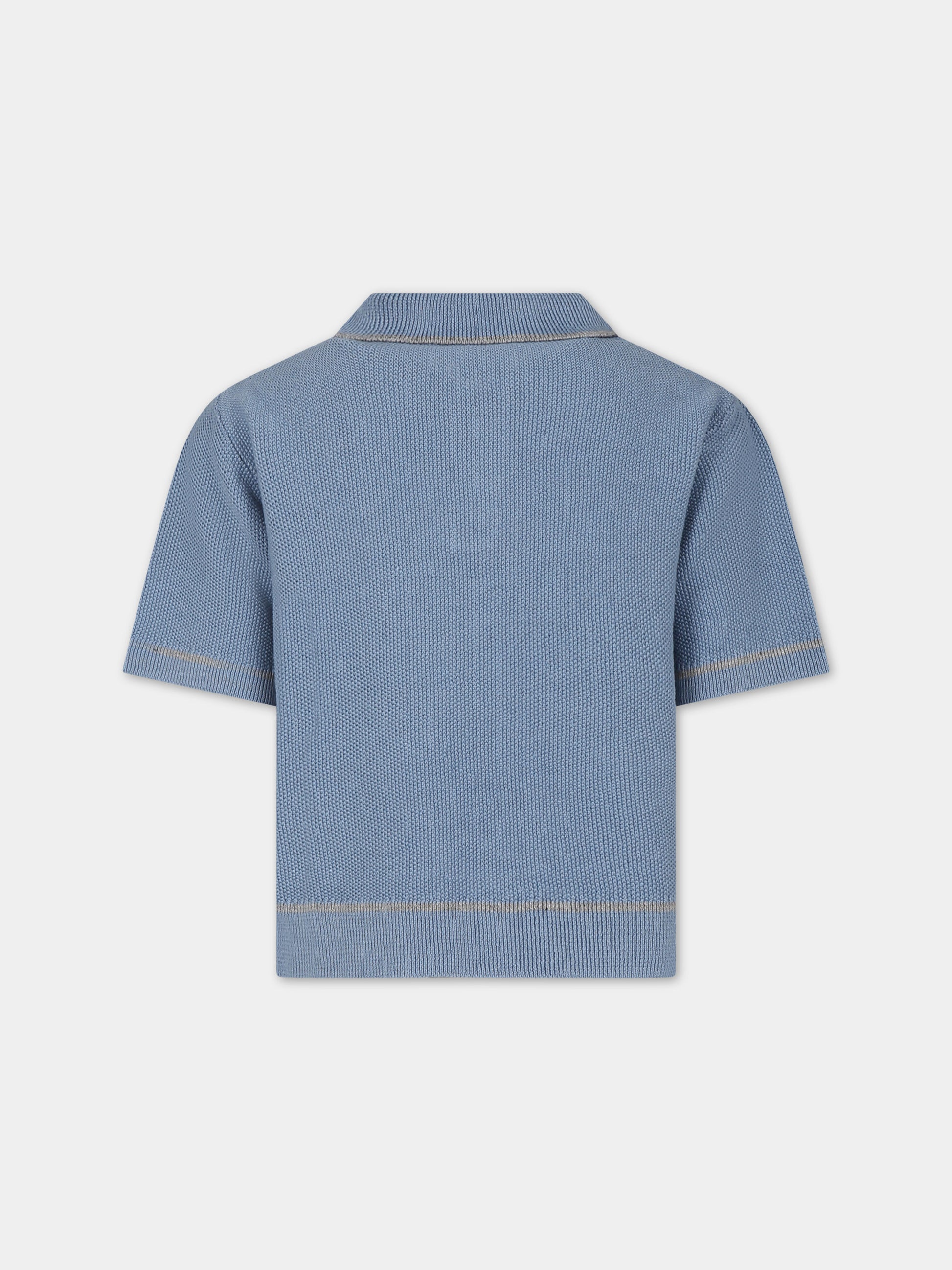 Polo blu per bambino con logo,Eleventy,EU9P21 Z2124 60D