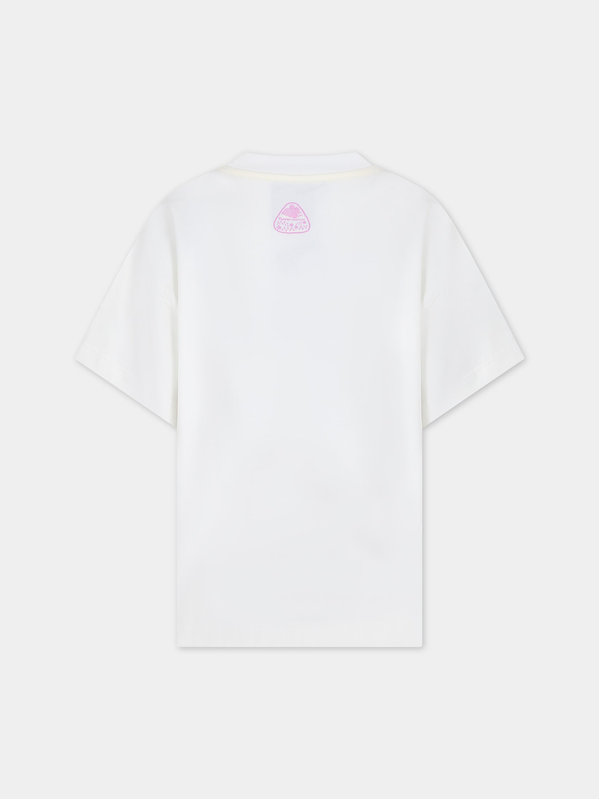 T-shirt bianca per bambina con fiori,Flower Mountain,001 6002234 01 0N02