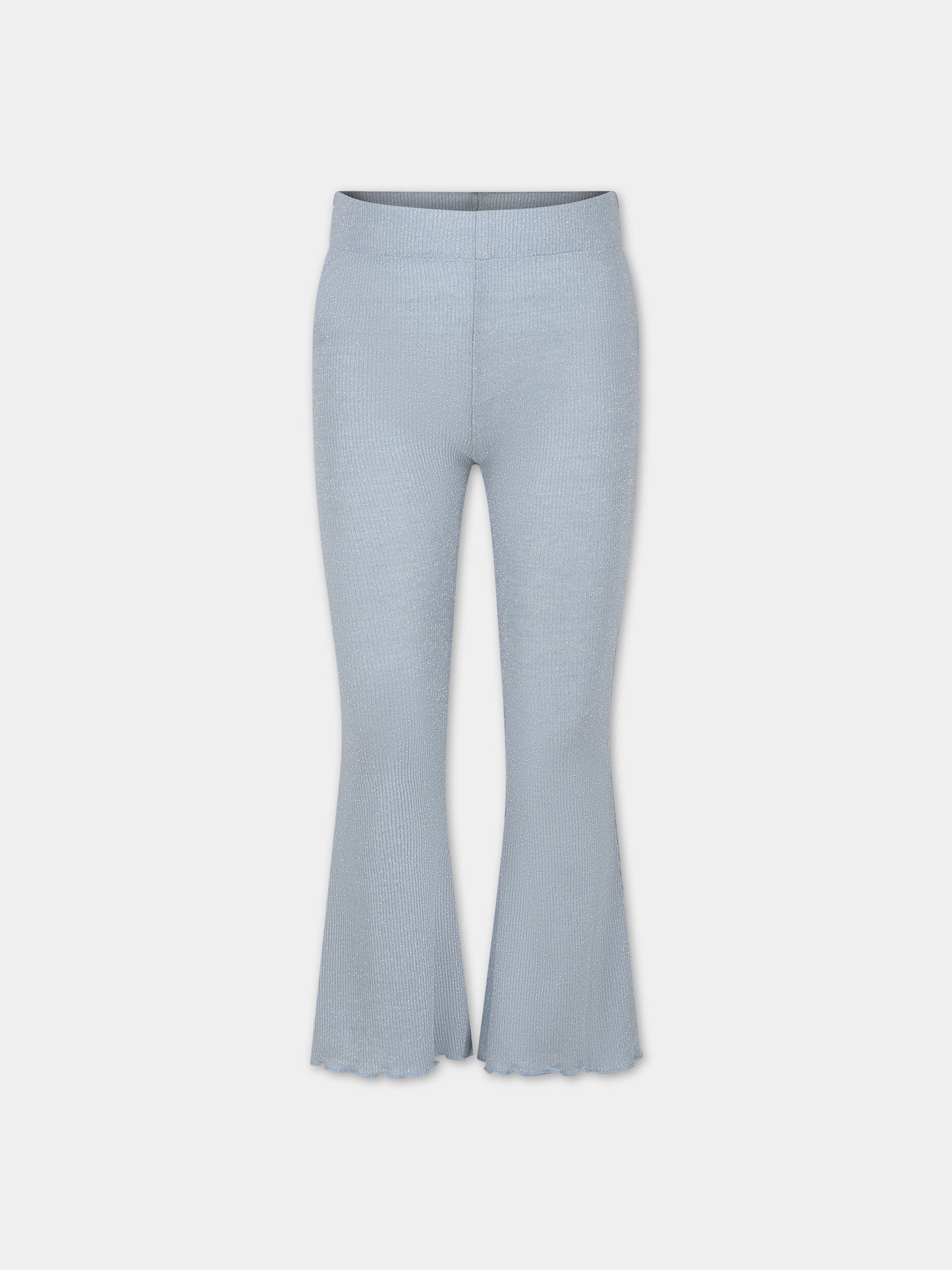 Pantaloni celesti per bambina con lurex,Caffe' D'orzo,ZU6A50 J0384 607AG