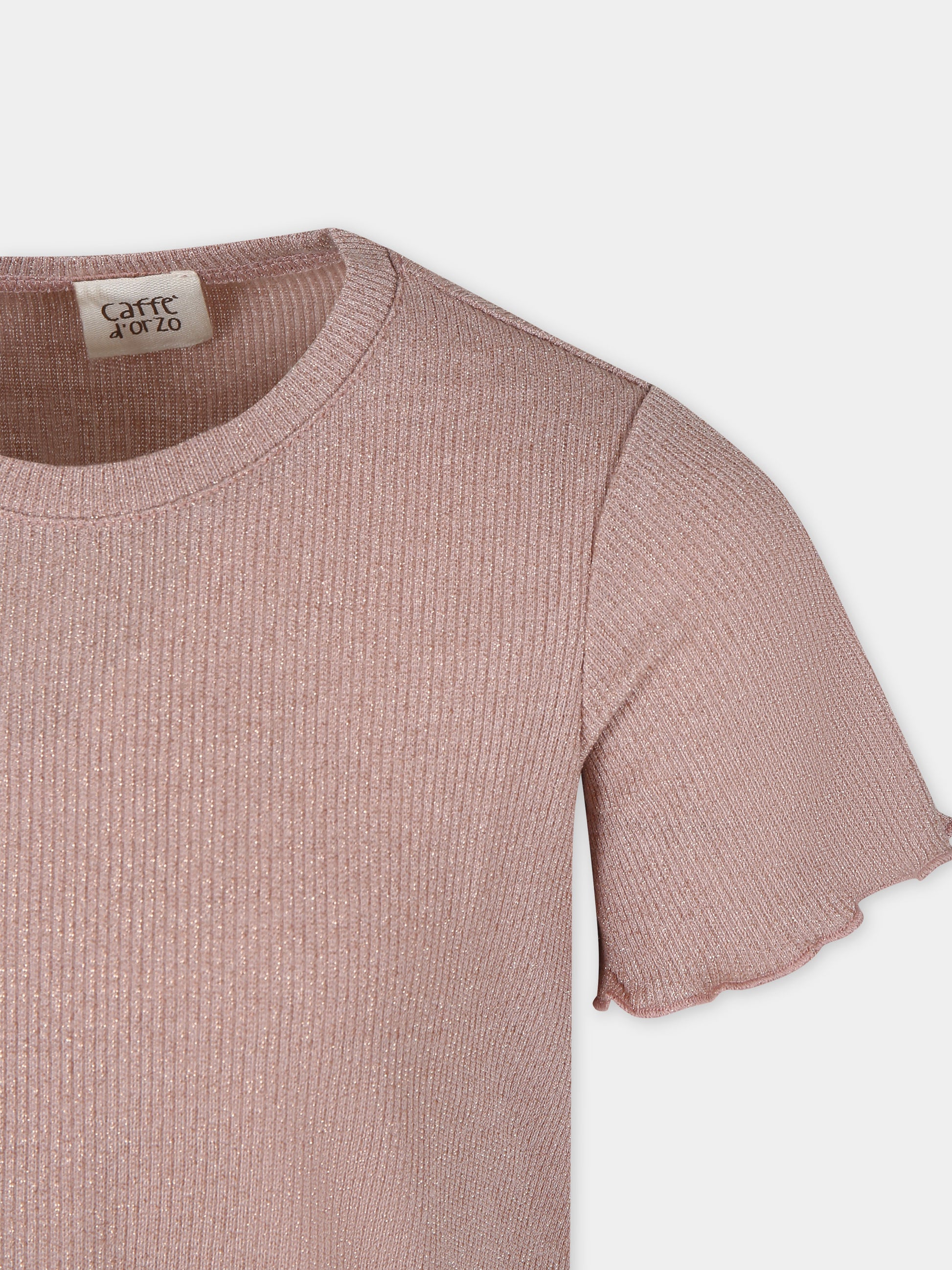 T-shirt rosa per bambina con tulle,Caffe' D'orzo,ZU8A31 J0384 536OR