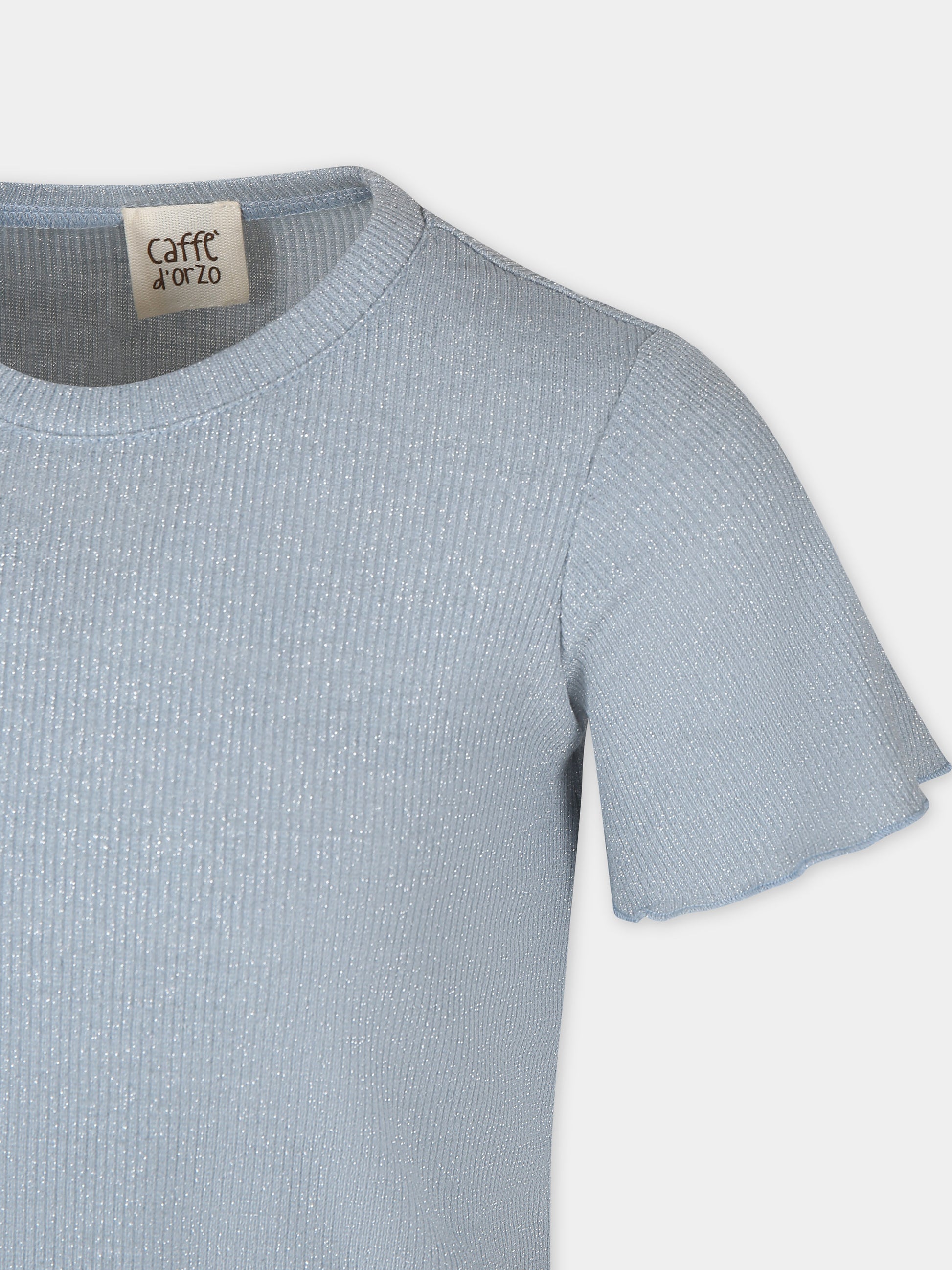 T-shirt celeste per bambina con tulle,Caffe' D'orzo,ZU8A31 J0384 607AG
