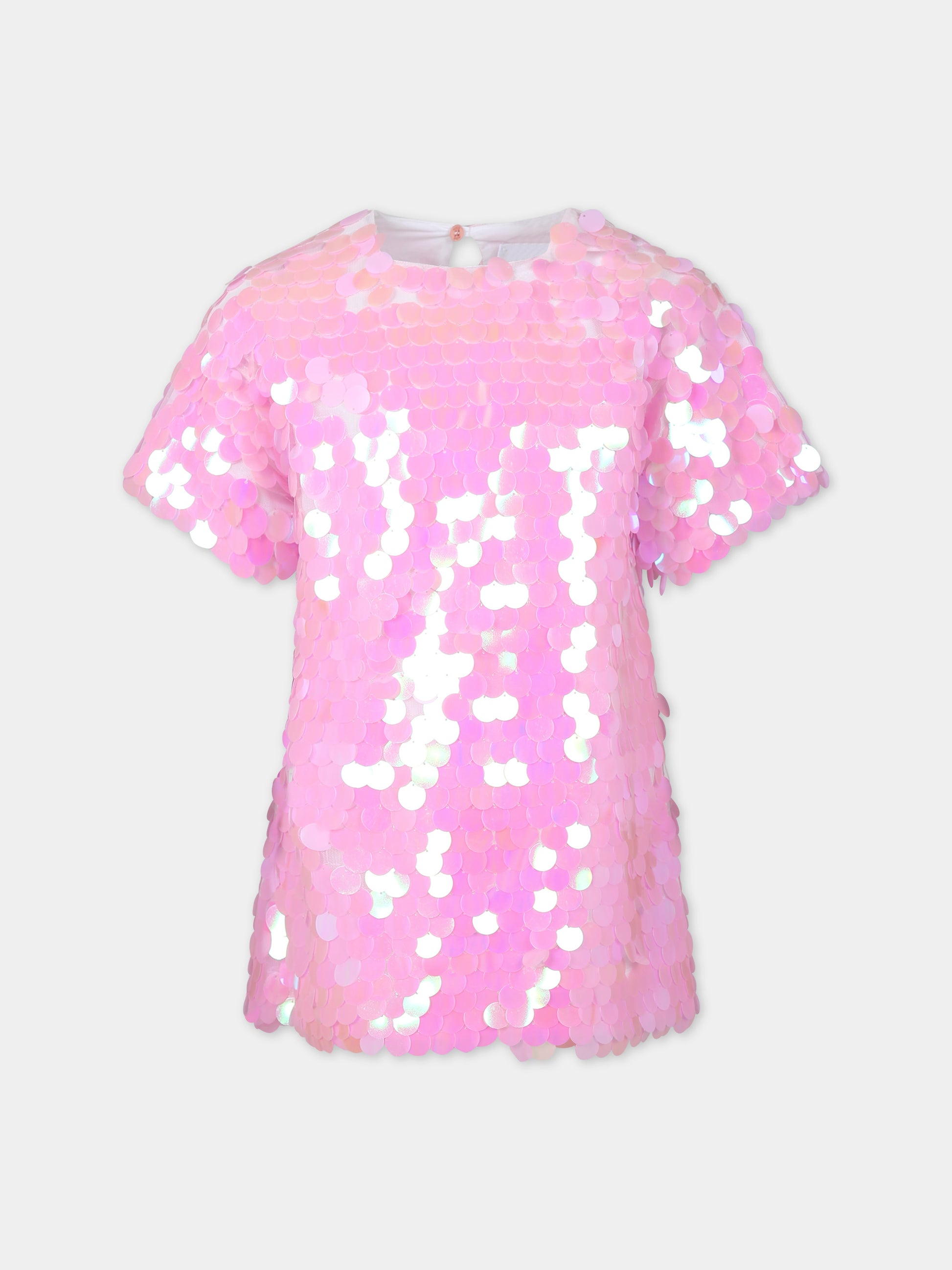 Vestito rosa per bambina con paillettes,Douuod Kids,DU1A11 U0132 511