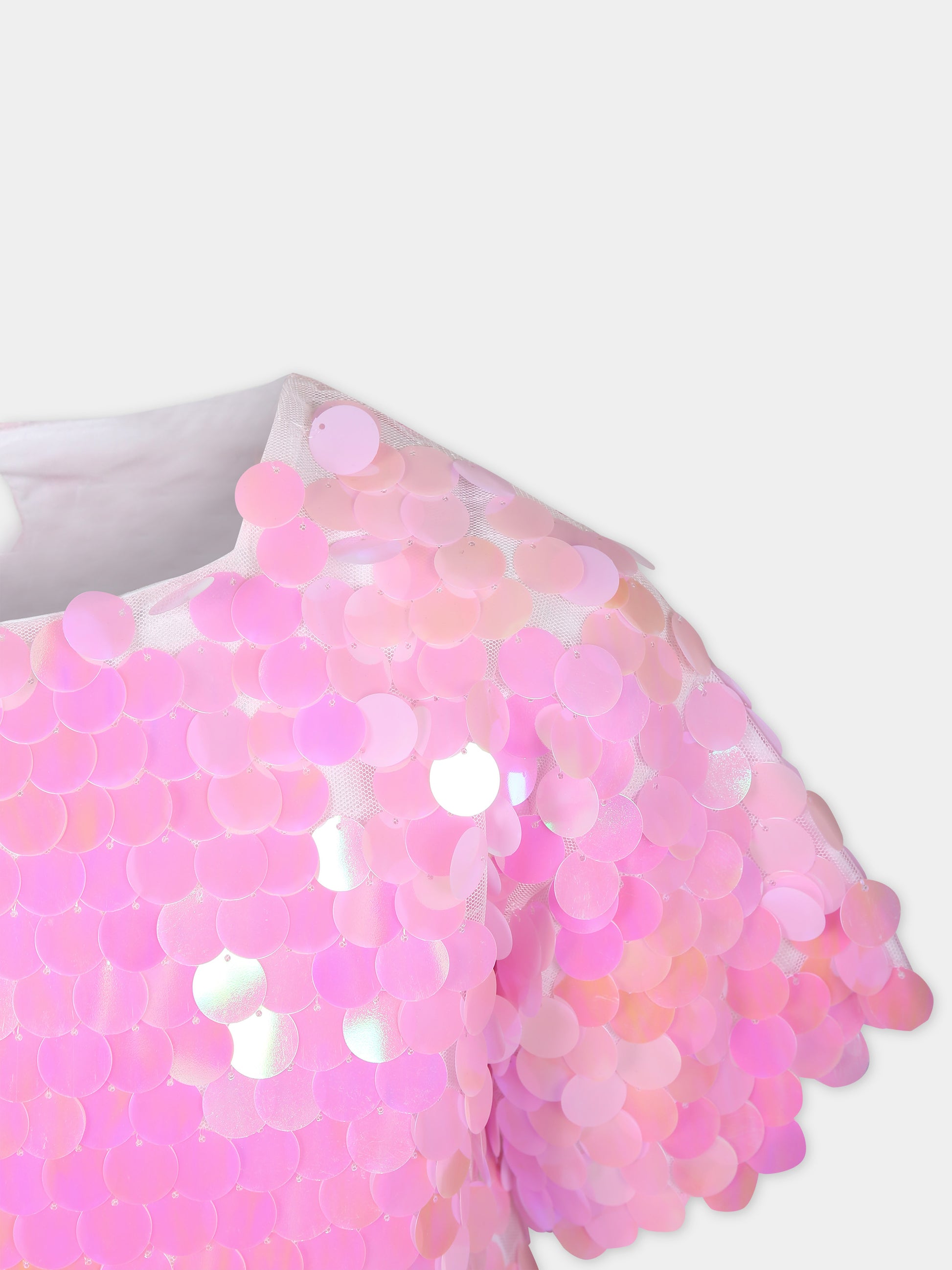 Vestito rosa per bambina con paillettes,Douuod Kids,DU1A11 U0132 511