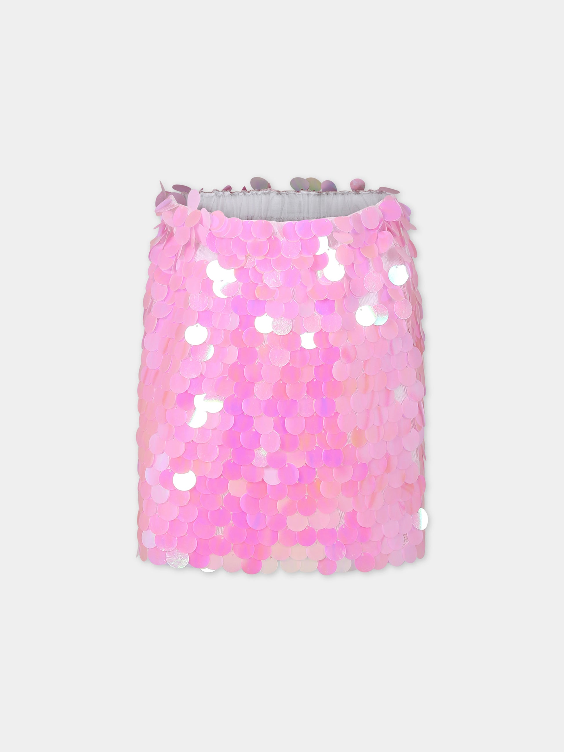 Gonna rosa per bambina con paillettes,Douuod Kids,DU7A01 U0132 511