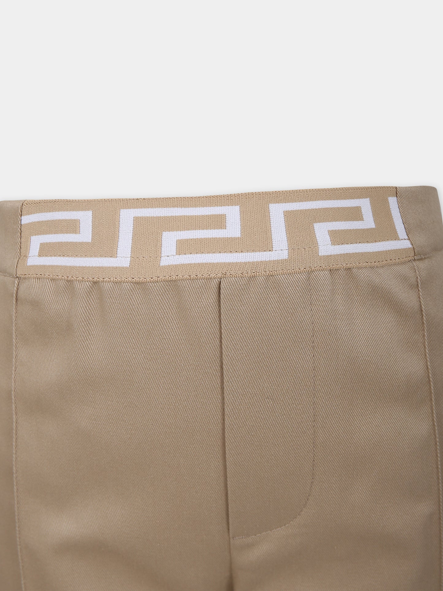Pantaloni beige per bambina con logo,Versace,1013831 1A09209 1K020